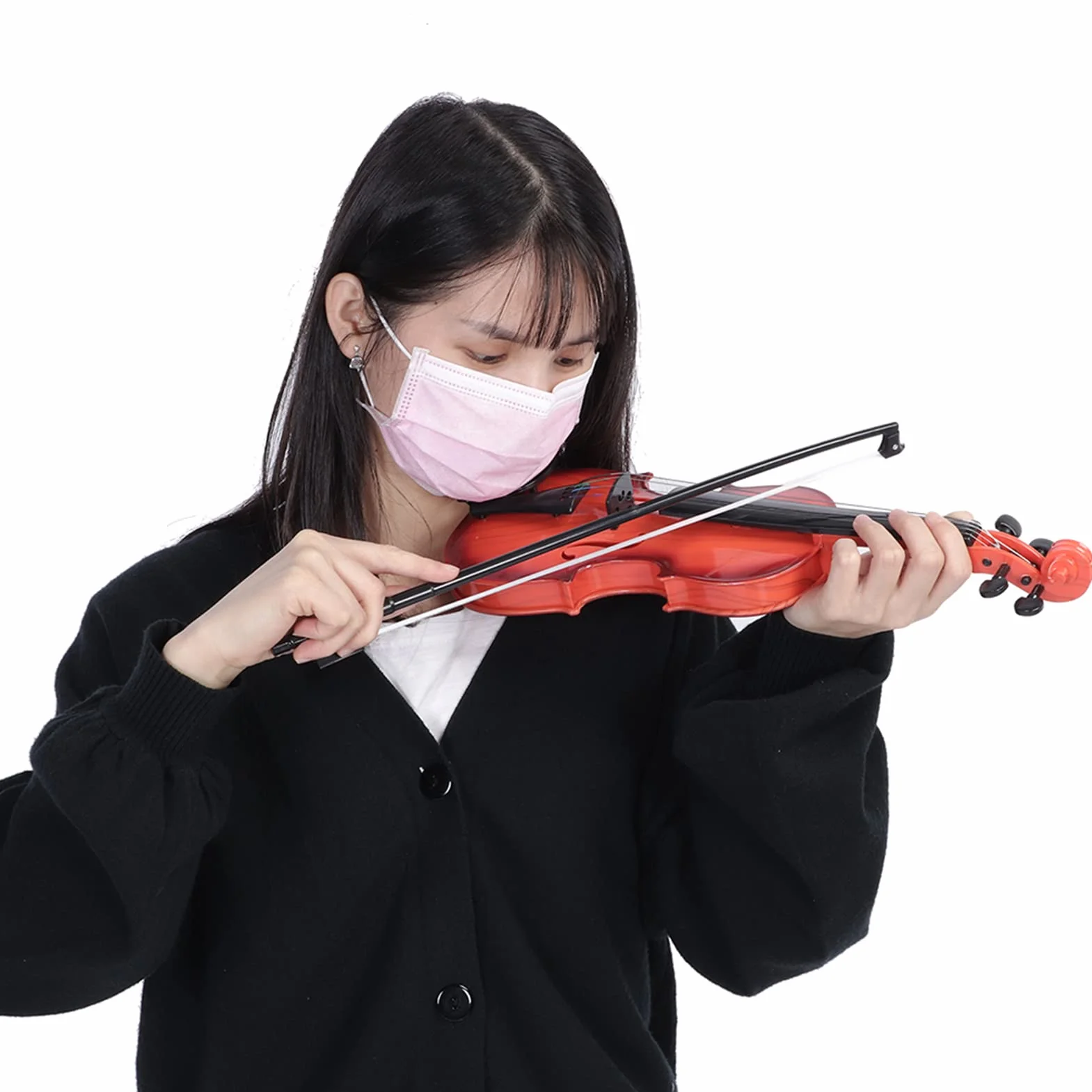 Skrzypce Zabawka Muzyczna Instrument Rozrywka dla Dzieci Symulowane Skrzypce Akustyczne Struna Muzyczna Początkujący Rozwijanie Praktyka (Jasnobrązowy)