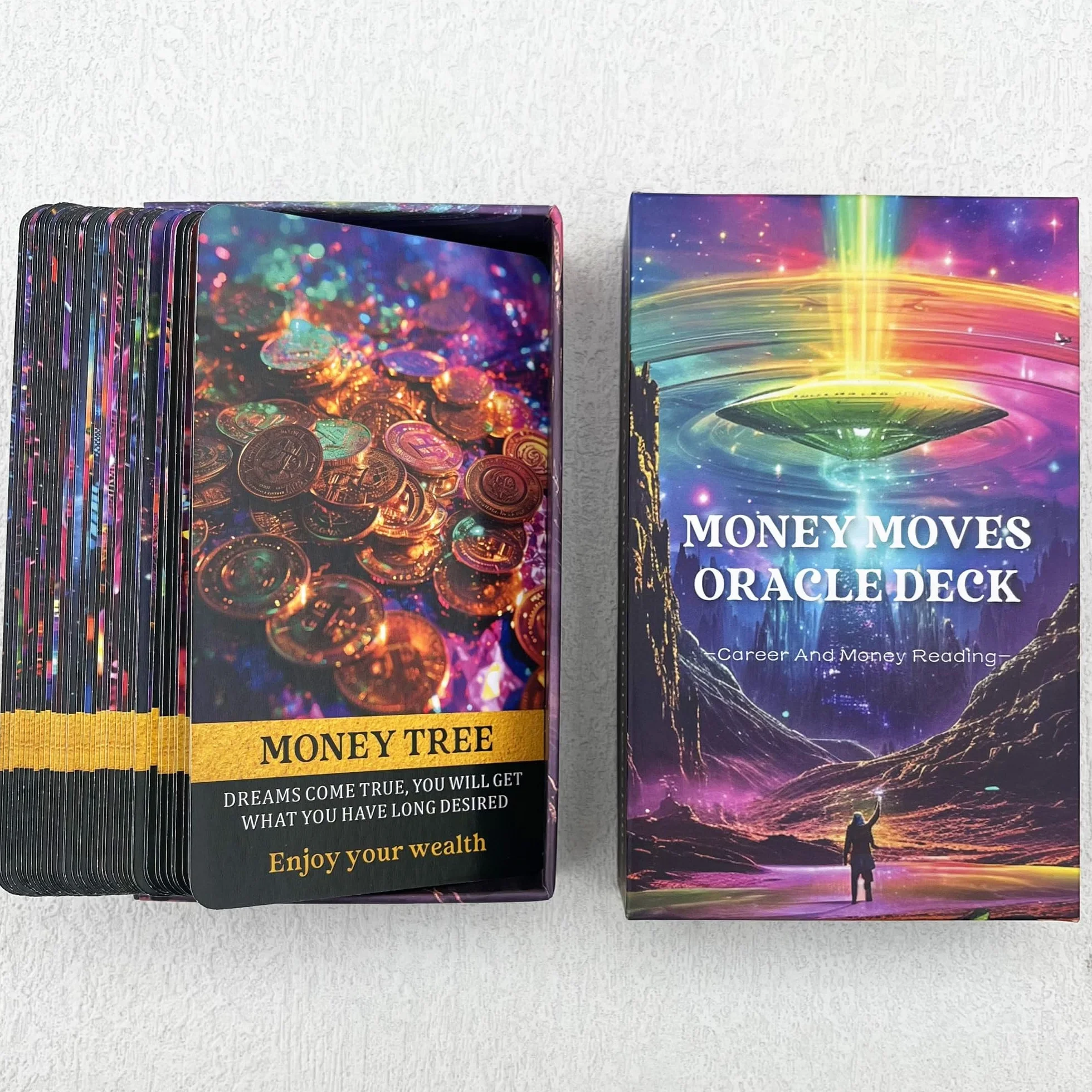 Pieniądze i kariera Oracle Deck, karty wyroczni pieniężnych, pomoc w podejmowaniu świadomych decyzji w miarę rozwoju kariery, karty tarota dla początkujących
