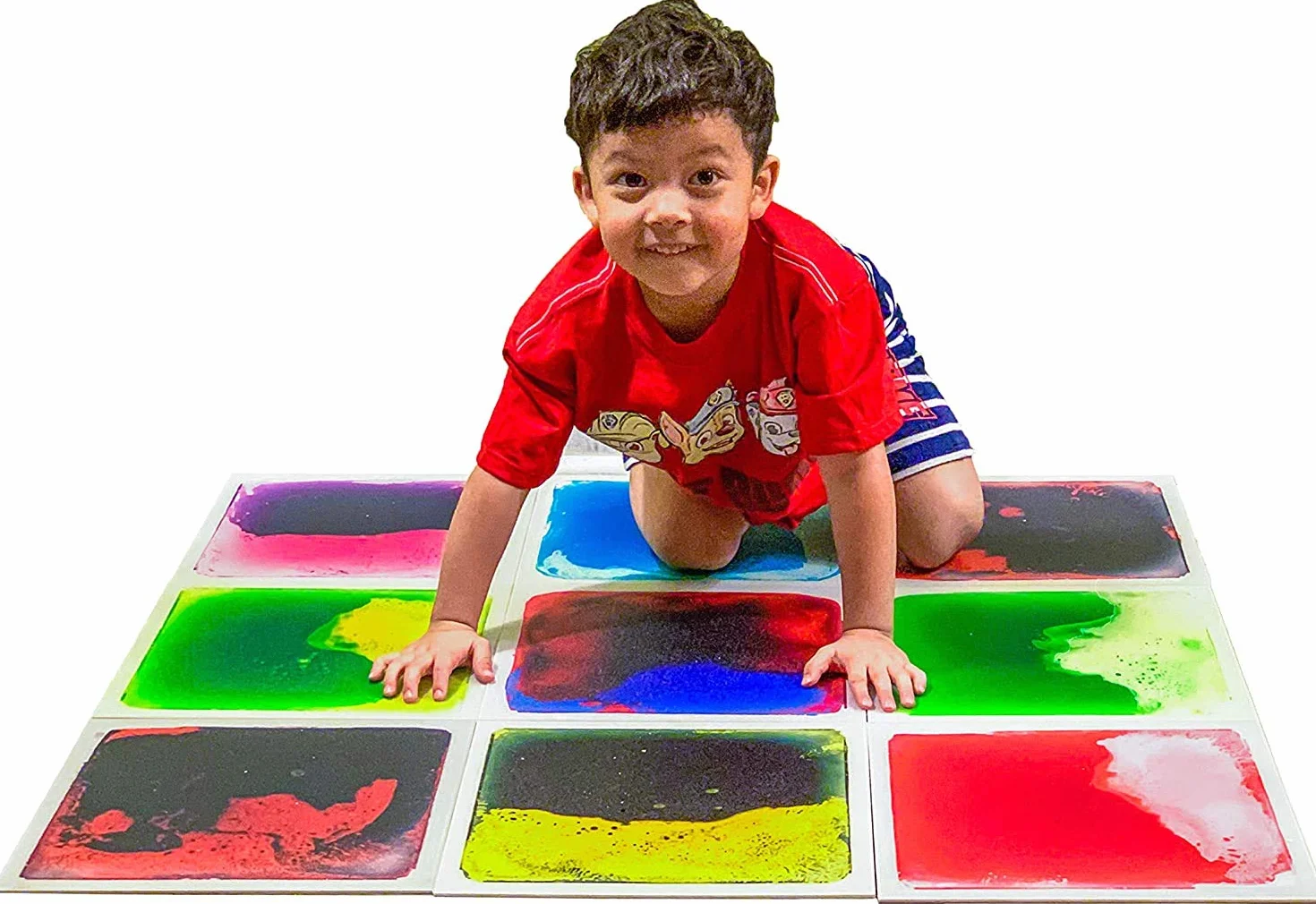 Art3d Azulejos de piso líquido sensorial para niños, niños pequeños, adolescentes, sala de juegos, piso de baile (30 x 30 cm, 9 unidades)