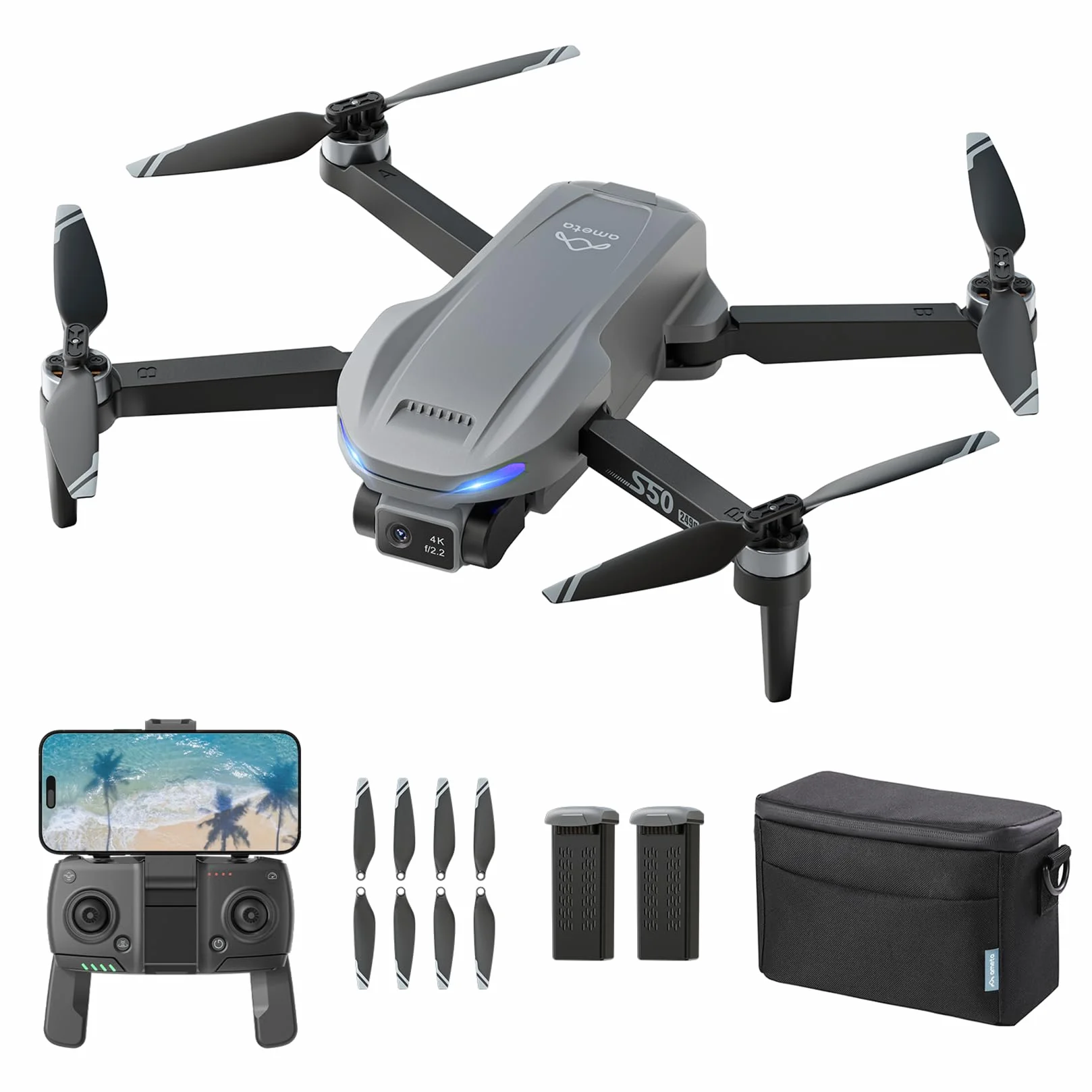 Ameta S50 Lite Drone z Kamerą 4K GPS FPV, 50 Minut Czasu Lotu, <249g