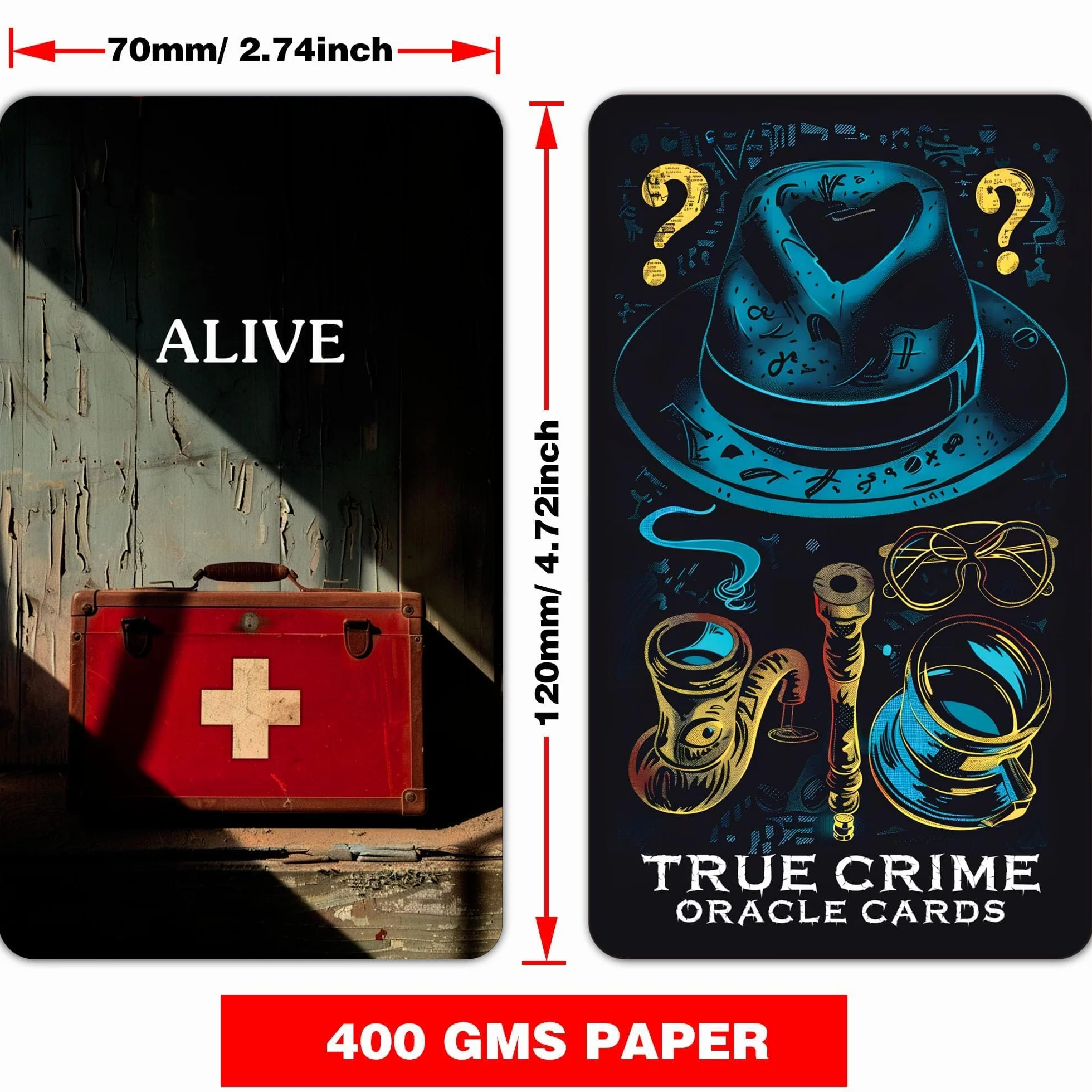 True Crime Clues Karty Oracle, Conspiracy Oracle Deck, 80 kart Oracle Cards dla początkujących, zabawki do wróżenia
