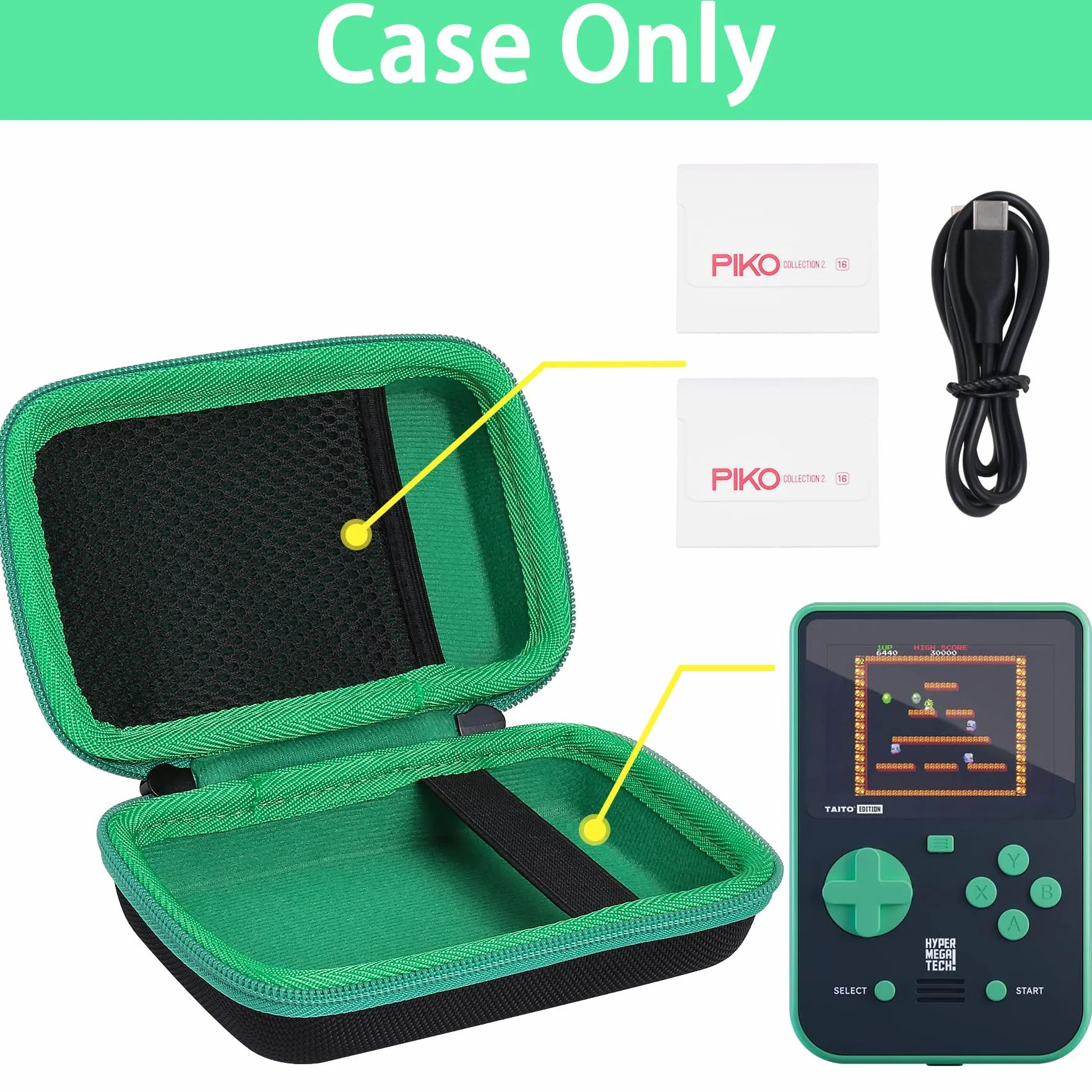 Aenllosi Twarde etui kompatybilne z przenośną konsolą Blaze Taito Super Pocket Gaming, kieszeń z siatki na kabel USB i kartridże Evercade (tylko torba) (do Taito)