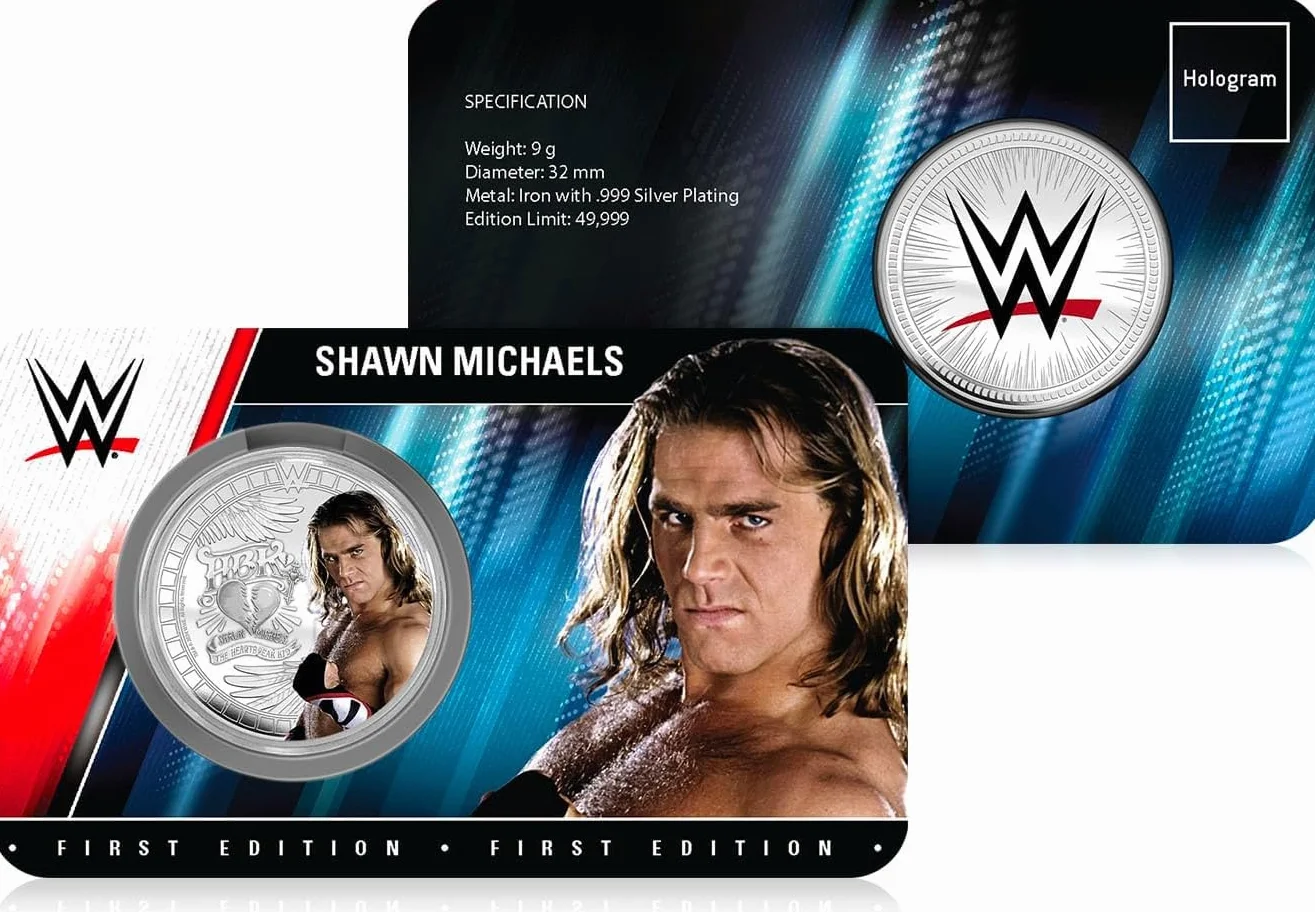 FANTASY CLUB Shawn Michaels WWE 32 mm Oficjalna moneta kolekcjonerska – hołd dla łamaczy serc – limitowana edycja dla fanów i kolekcjonerów