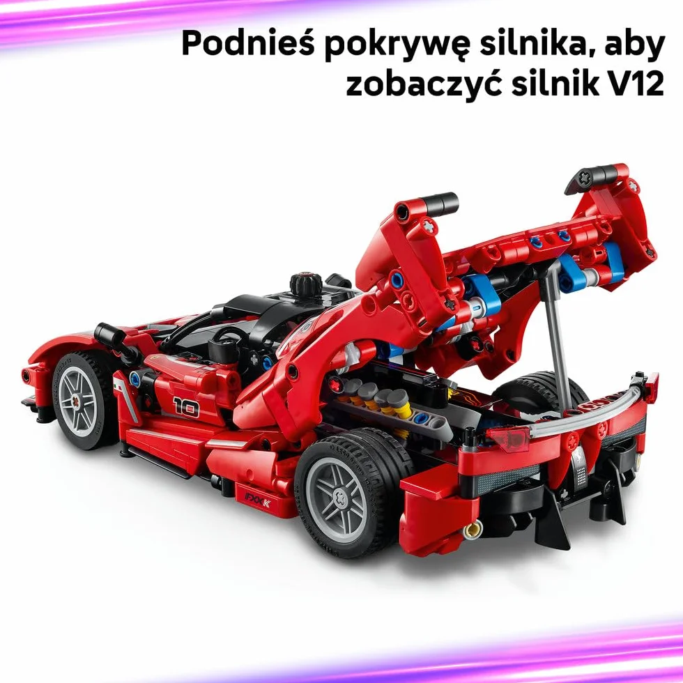 LEGO Technic Ferrari FXX K, model samochodu do składania dla dzieci i fanów motoryzacji, zabawka konstrukcyjna, pomysł na prezent dla 10-latka i dekoracje do pokoju chłopca i dziewczynki 42212