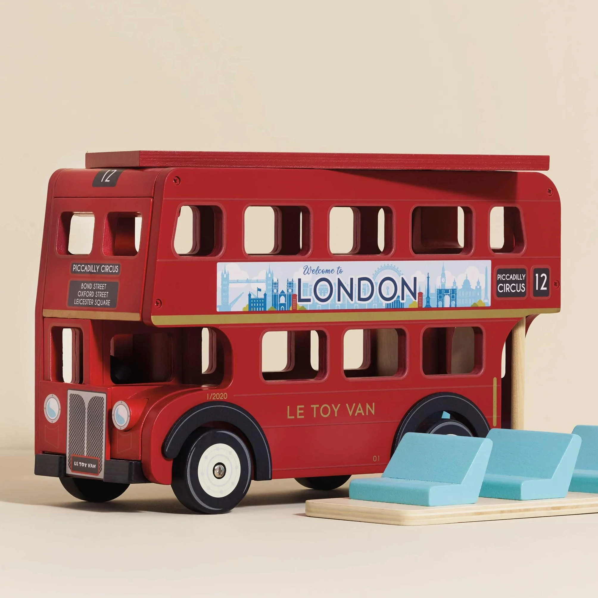 Le Toy Van TV469 Cars & Construction Double Decker Wooden Role Play Suitable for Girls and Boys Toys, London Bus