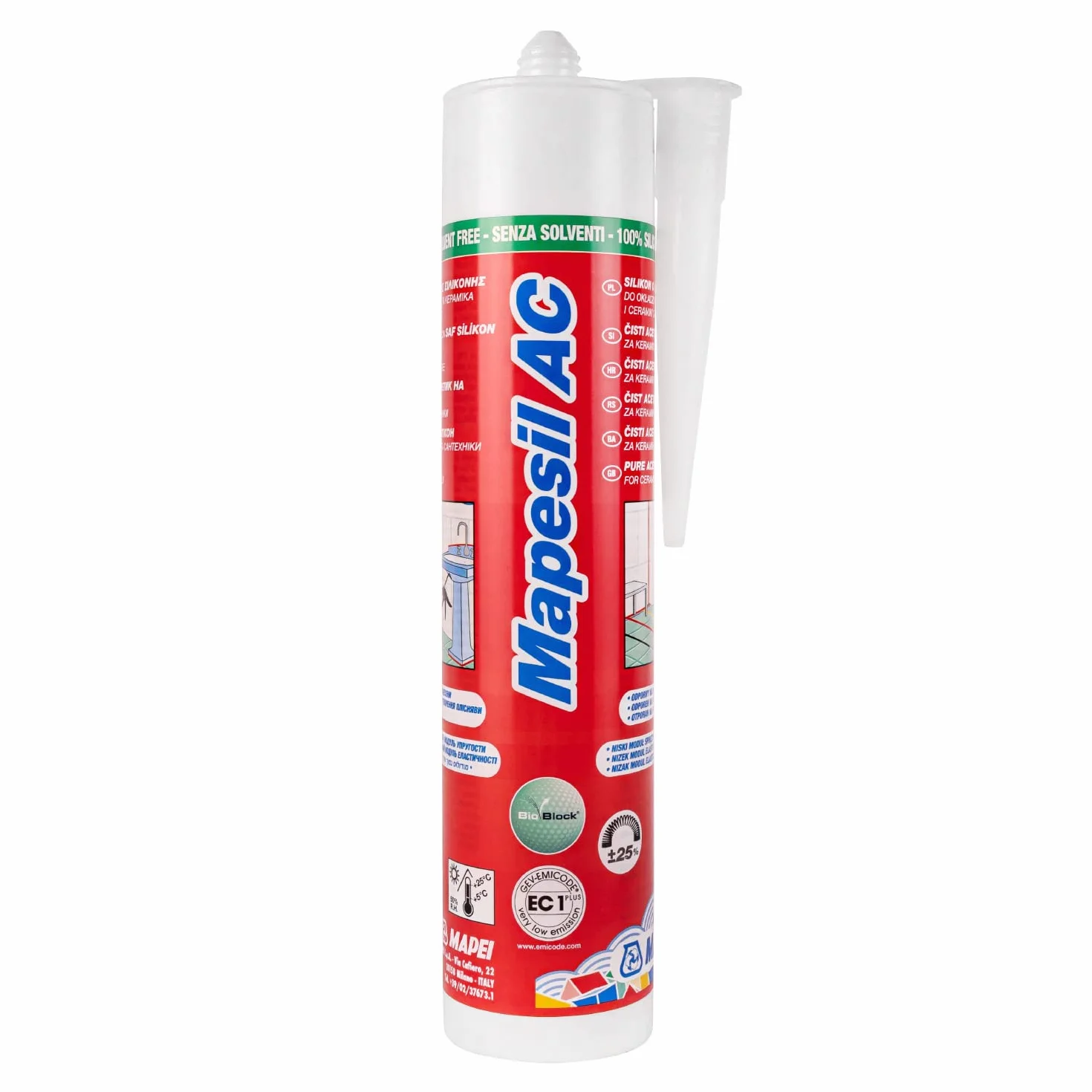 MAPEI Mapesil AC 310ml - kolor 125 Zamkowy Szary - wodoodporny elastyczny silikon uszczelniający