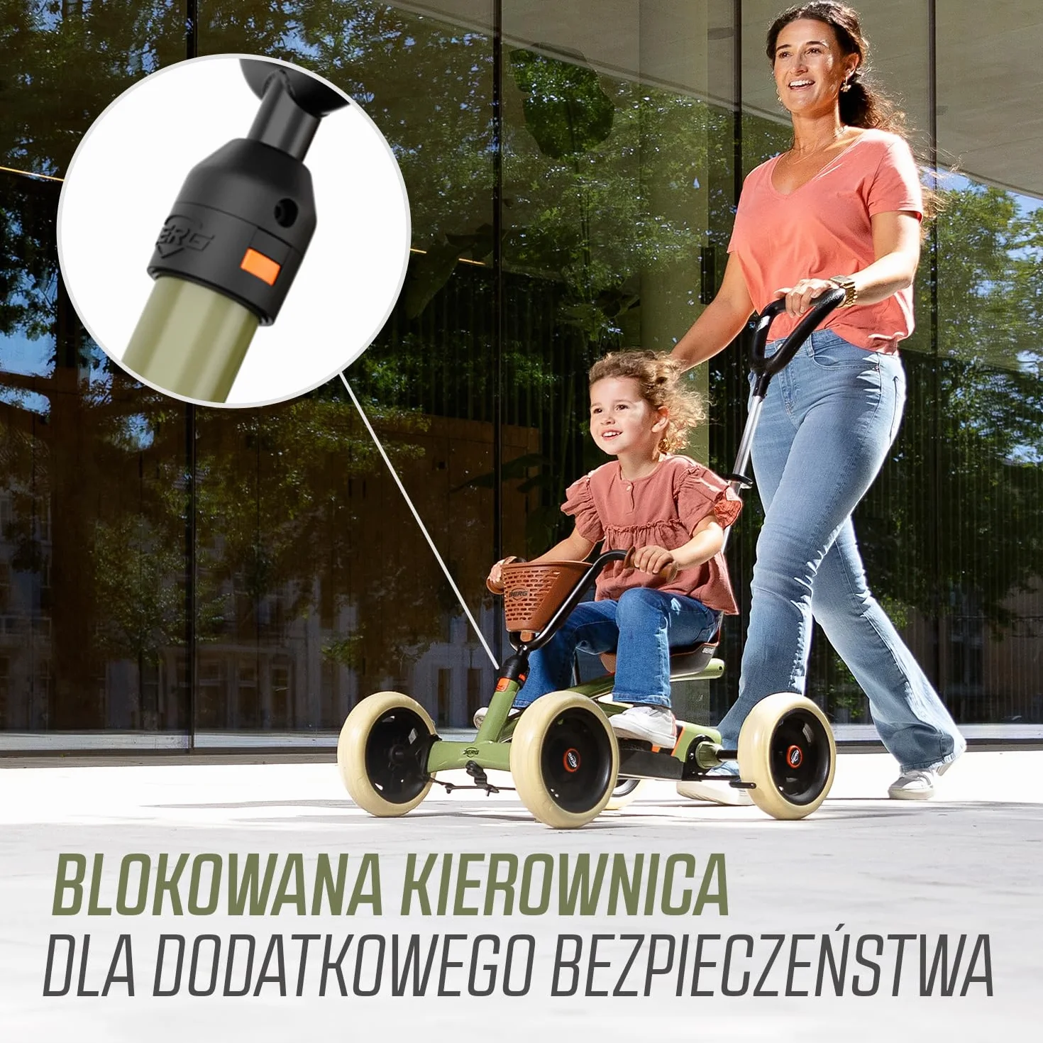 BERG Pedał Gokart Buzzy Retro 2 w 1 z drążkiem przesuwnym, pojazd dziecięcy, bezpieczeństwo i stabilność, zabawka dla dzieci w wieku 2-5 lat