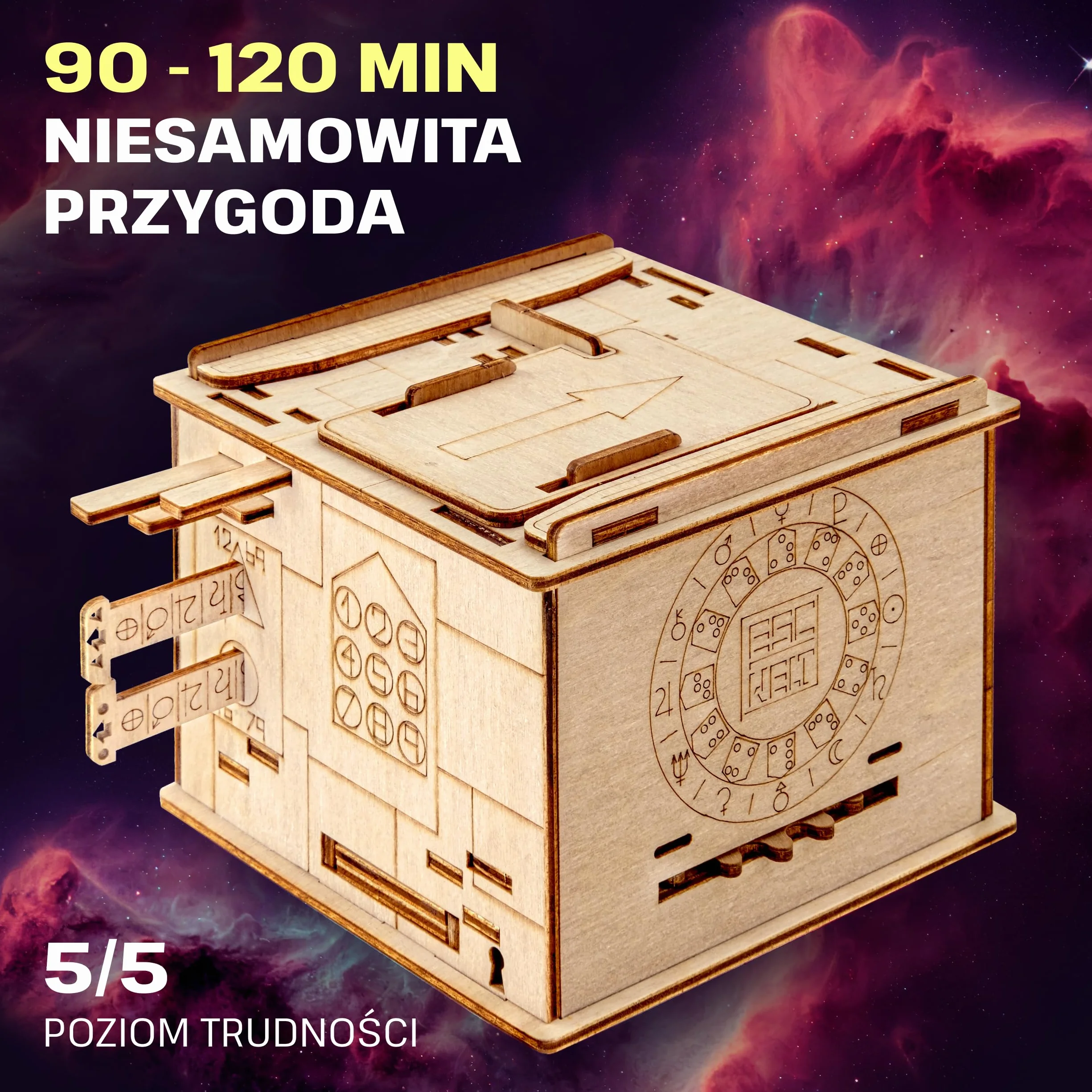 ESC WELT Space Box - Drewniane Pudełko Układanka z Brzozy dla Nastolatków - Zaawansowana Drewniana łamigłówka dla Przyjęcia Urodzinowego i Wieczoru Rodzinengo - 3D Drewniane Pudełko Układanka