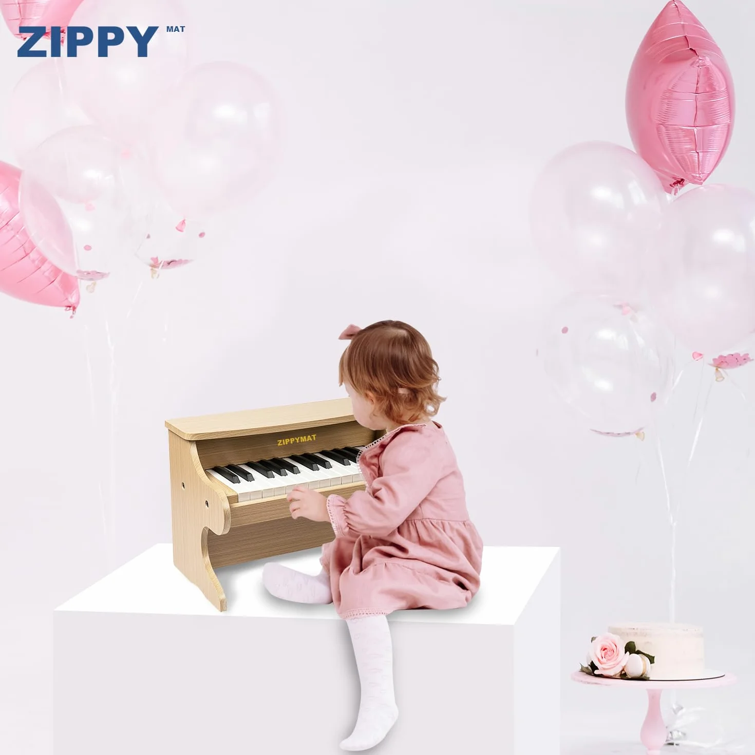 Klawiatura fortepianowa dla dzieci, 25 klawiszy, mini instrument do nauki muzyki, zabawka, drewniane fortepian dla małych dzieci, dziewcząt i chłopców (Dąb)