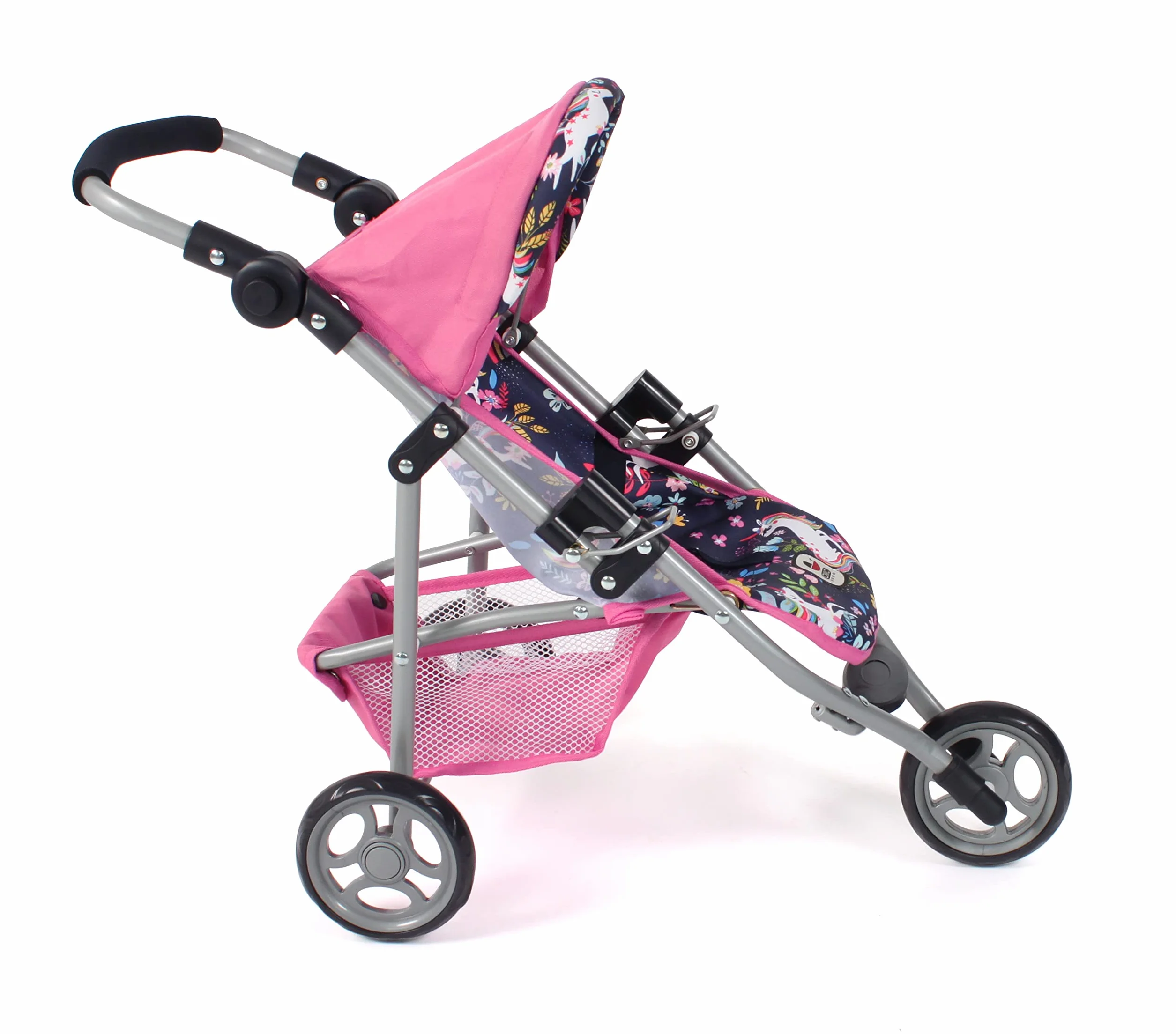 Bayer Chic 2000 - Buggy dla lalek Lola, jogger do biegania, wózek dla lalek, jednorożec, 612-43, granatowy, różowy, 70 x 33 x 62 cm