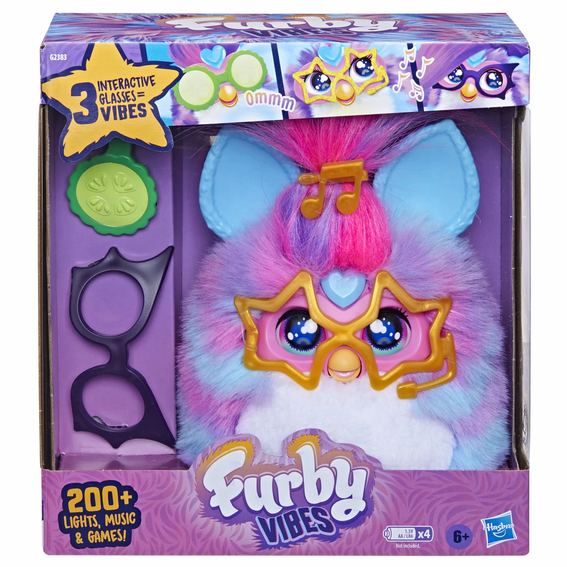 Interaktywna pluszowa zabawka elektroniczna Furby Vibes Blue Razz dla dziewczynek i chłopców w wieku od 6 lat