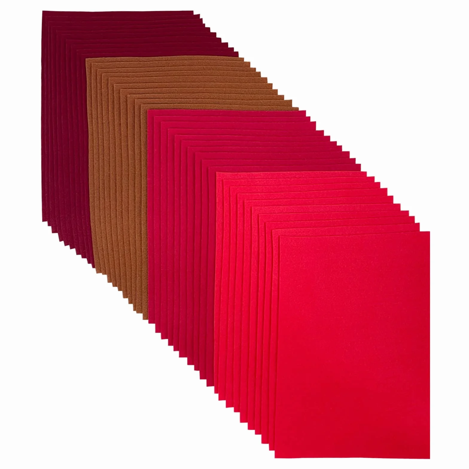 Miękkie arkusze filcu, filc rzemieślniczy o grubości 1,4 mm, opakowanie kwadratowe filcu 20x30 cm, 4 kolory, 40 sztuk filcu kolorowego do projektów rzemieślniczych DIY (Seria czerwona)