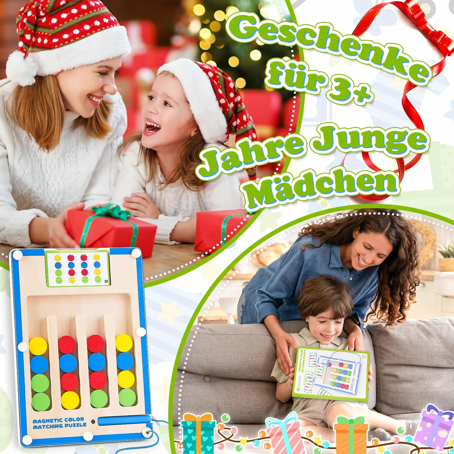 TMGOT Montessori Activity Board drewniana zabawka magnetyczna do nauki kolorów dla chłopców i dziewczynek - zabawny prezent