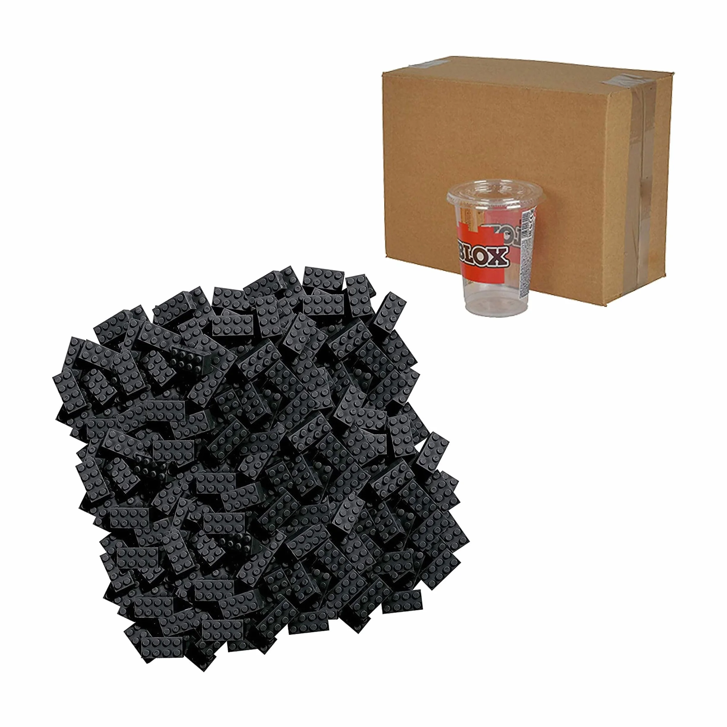 Simba 104118935 - Blox, 500 czarnych klocków dla dzieci od 3 lat, 8 sztuk, w kartonie, w pełni kompatybilne z wieloma innymi producentami, czarne