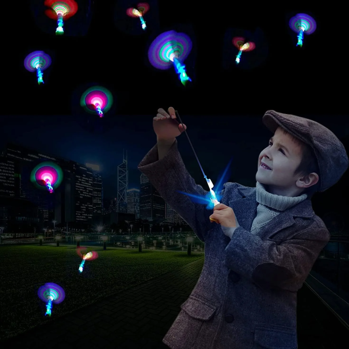 Helikopter Shooters Toy, 16pc imprezy dla chłopców dziewcząt w wieku 6+, LED Light Up Slingshot zabawki strzałki Copters Toys, imprezowe wypełniacze dla dzieci świąteczne prezenty (16PCS)