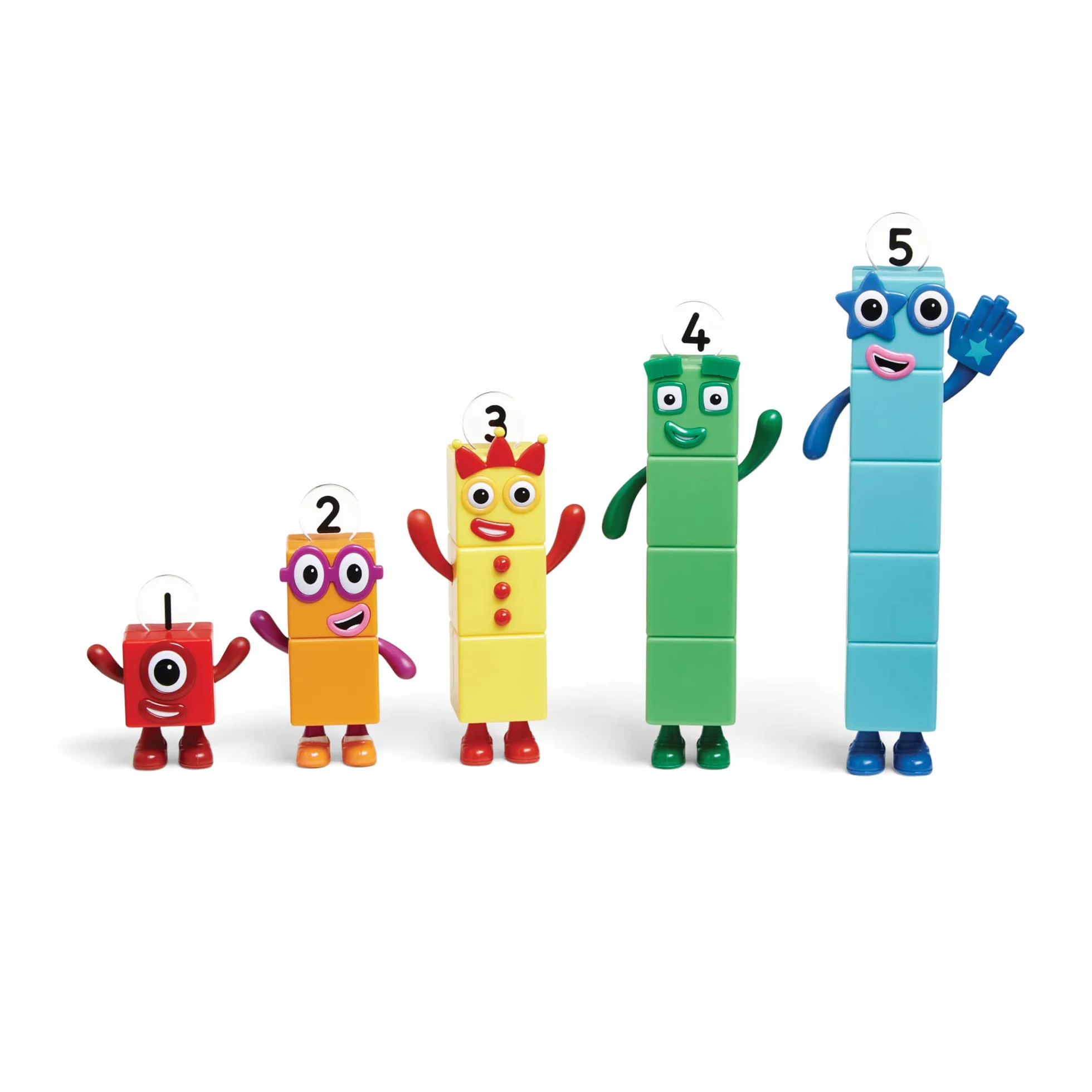 Przyjaciele Numberblocks 1 – 5 marki Learning Resources, Oficjalne zabawki kolekcjonerskie, Numberblocks Jeden, Dwa, Trzy, Cztery i Pięć w zestawie