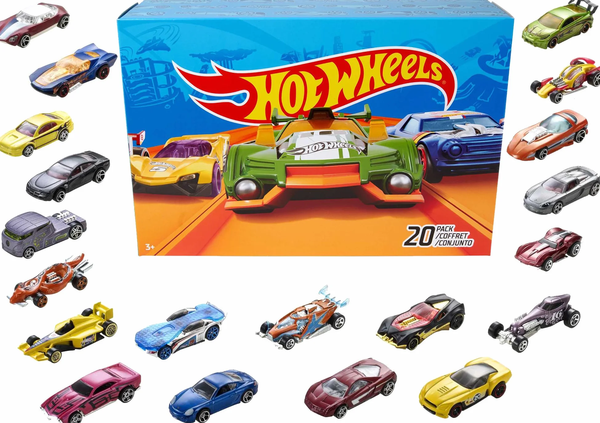 Hot Wheels 20-pak pojazdów w skali 1:64, prezent dla dorosłych kolekcjonerów i dzieci od 3 roku życia, DXY59