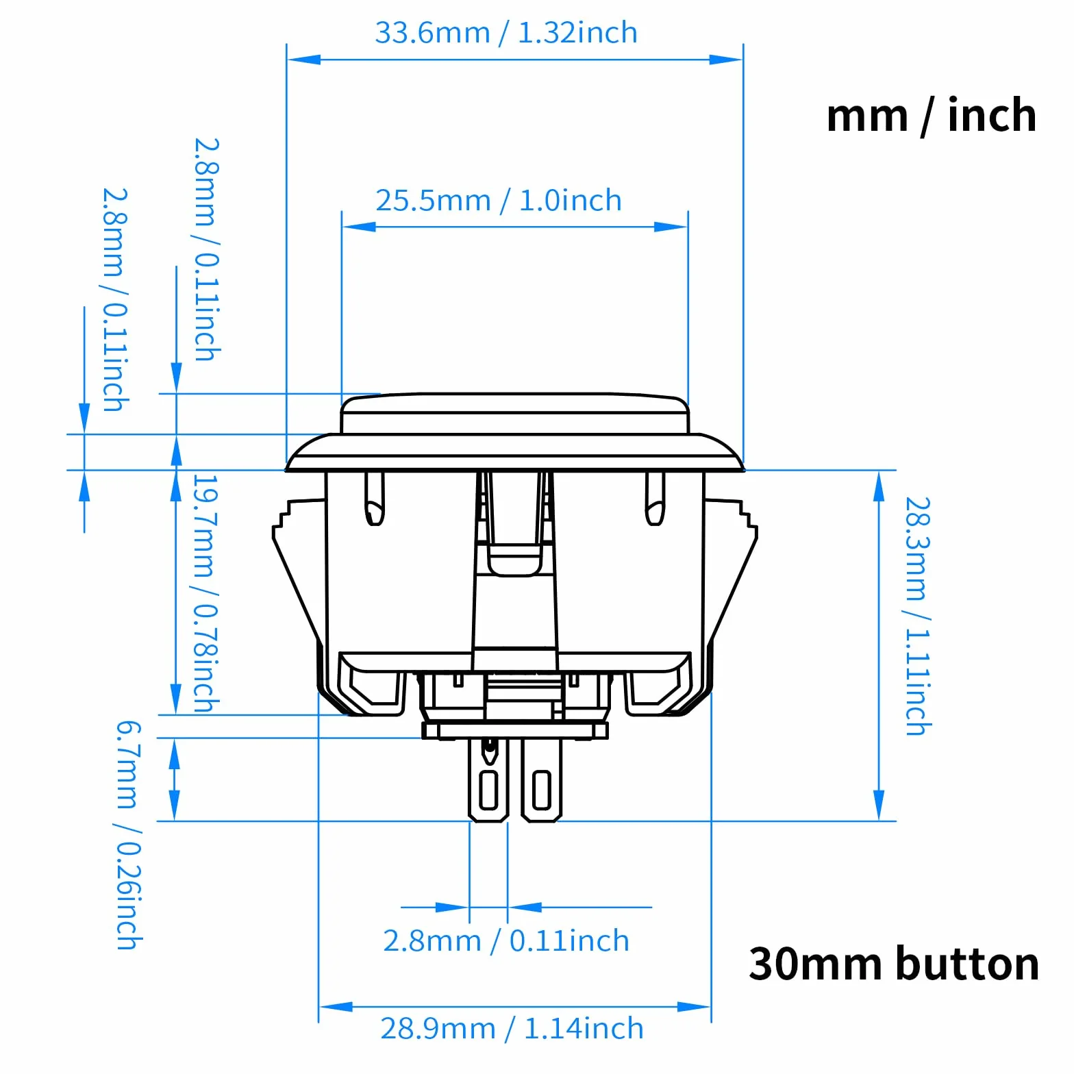 Qanba Gravity KS Mechaniczne Przyciski Arcade 30 mm Snap-In Pakowane Przezroczysty Różowy D12 8 sztuk