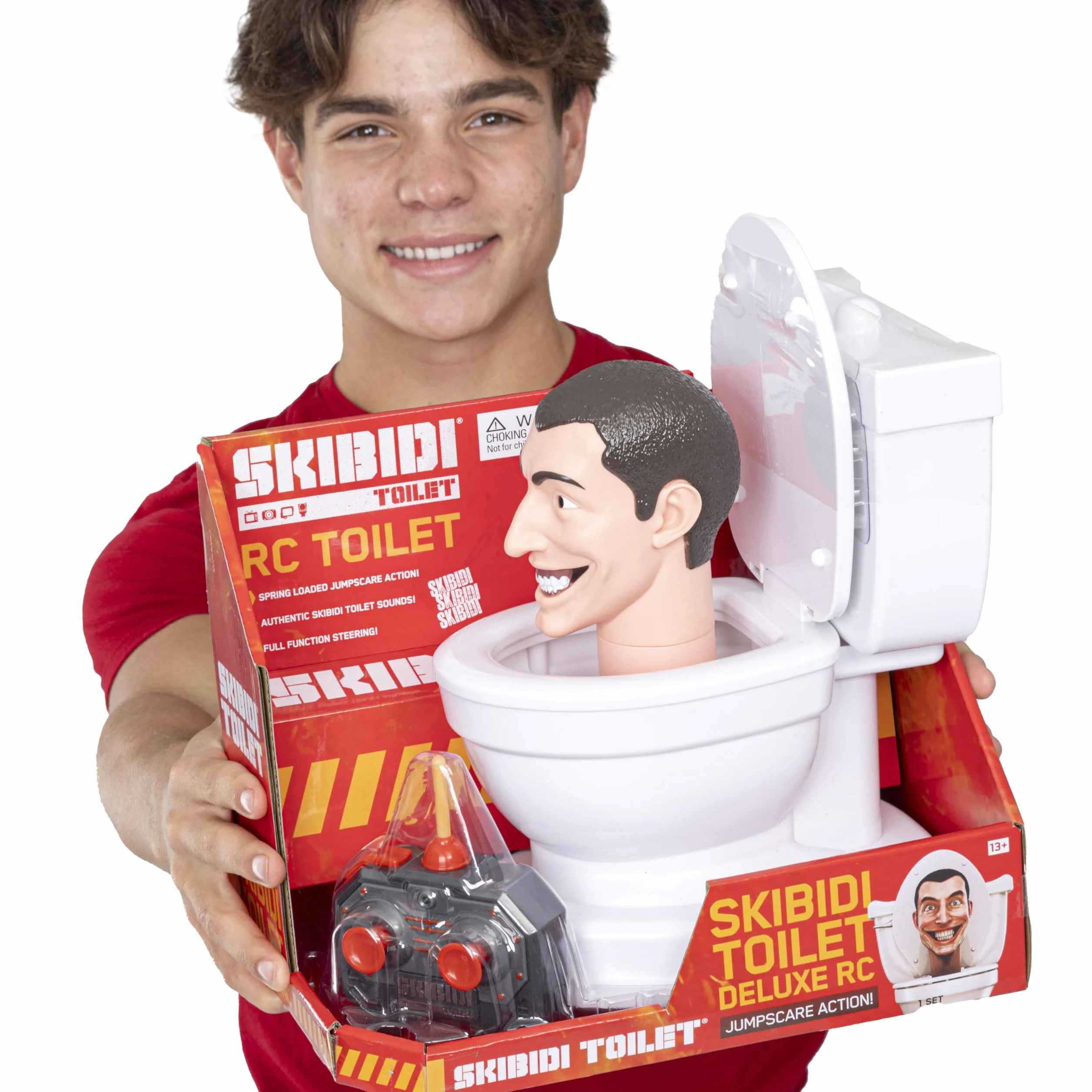 SKIBIDI Toilet Deluxe Toilet RC, YouTube Animation Sensation, pilot zdalnego sterowania, figurka akcji, oficjalnie licencjonowany gadżet toaletowy