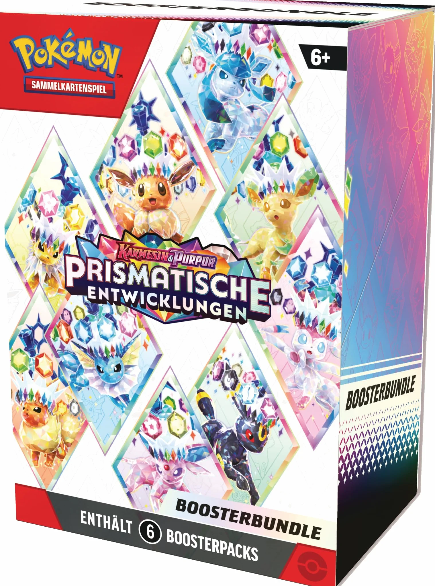Pokémon - Gra karciana kolekcjonerska: Boosterbundle Karmesin & Purpur – rozwój pryzmatyczny (6 Boosterpacks)