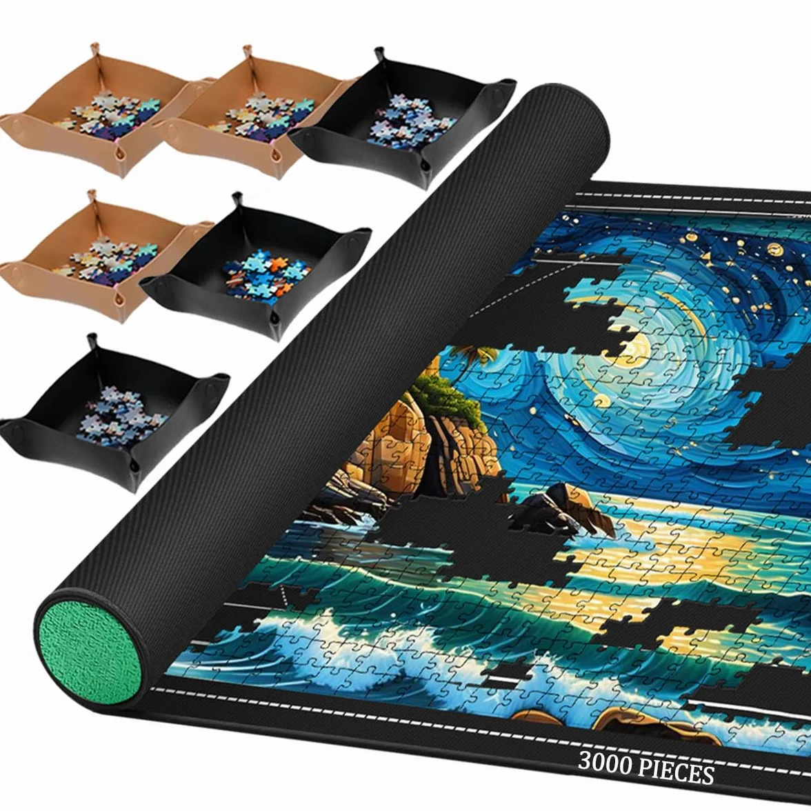 Gumowa Mata Puzzle, Zwijane, 3000, 2000, 1500, 1000 Sztuk, Zwijane Podkładki Do Sortowania, Arkusze Kleju i Ramy, Akcesoria Do Przechowywania, Prezent Dla Dorosłych