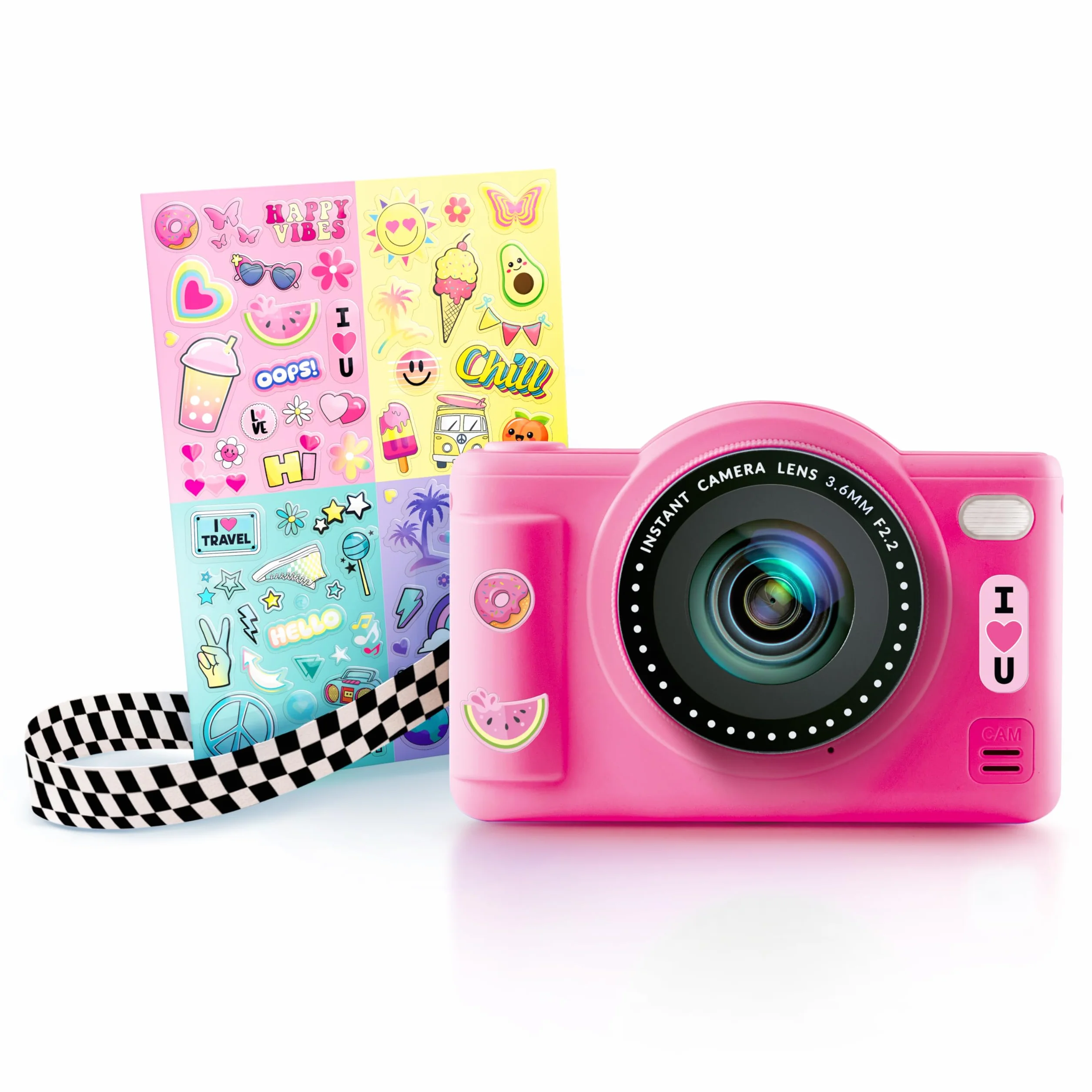 Canal Toys Aparat cyfrowy dla dzieci z dwoma obiektywami, mały różowy kompaktowy aparat z trybem selfie dla 8+ lat - 32 megapiksele, ekran LCD, 20 ramek i 5 filtrów, karta SD 4 GB w zestawie