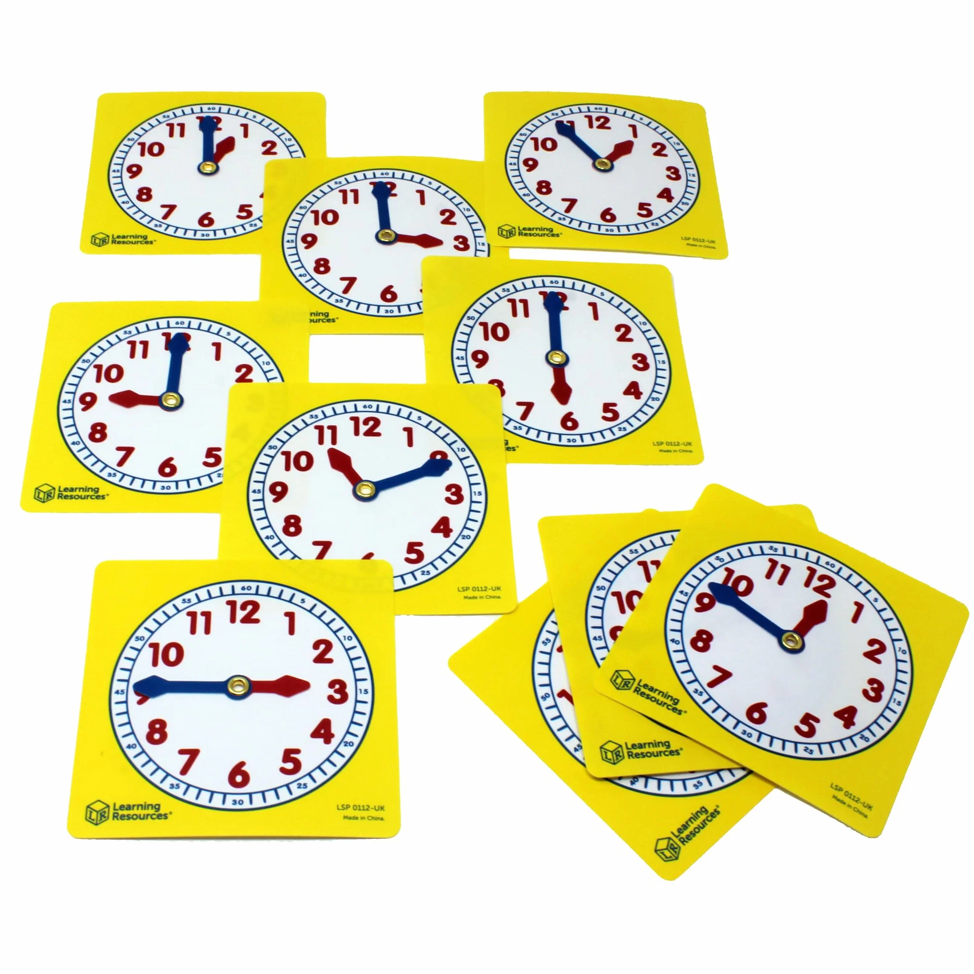 Learning Resources Zegary dla uczniów w wieku od 4 lat (zestaw 10 sztuk), zegary dla dzieci, nauka określania czasu, zegary analogowe z ruchomymi wskazówkami