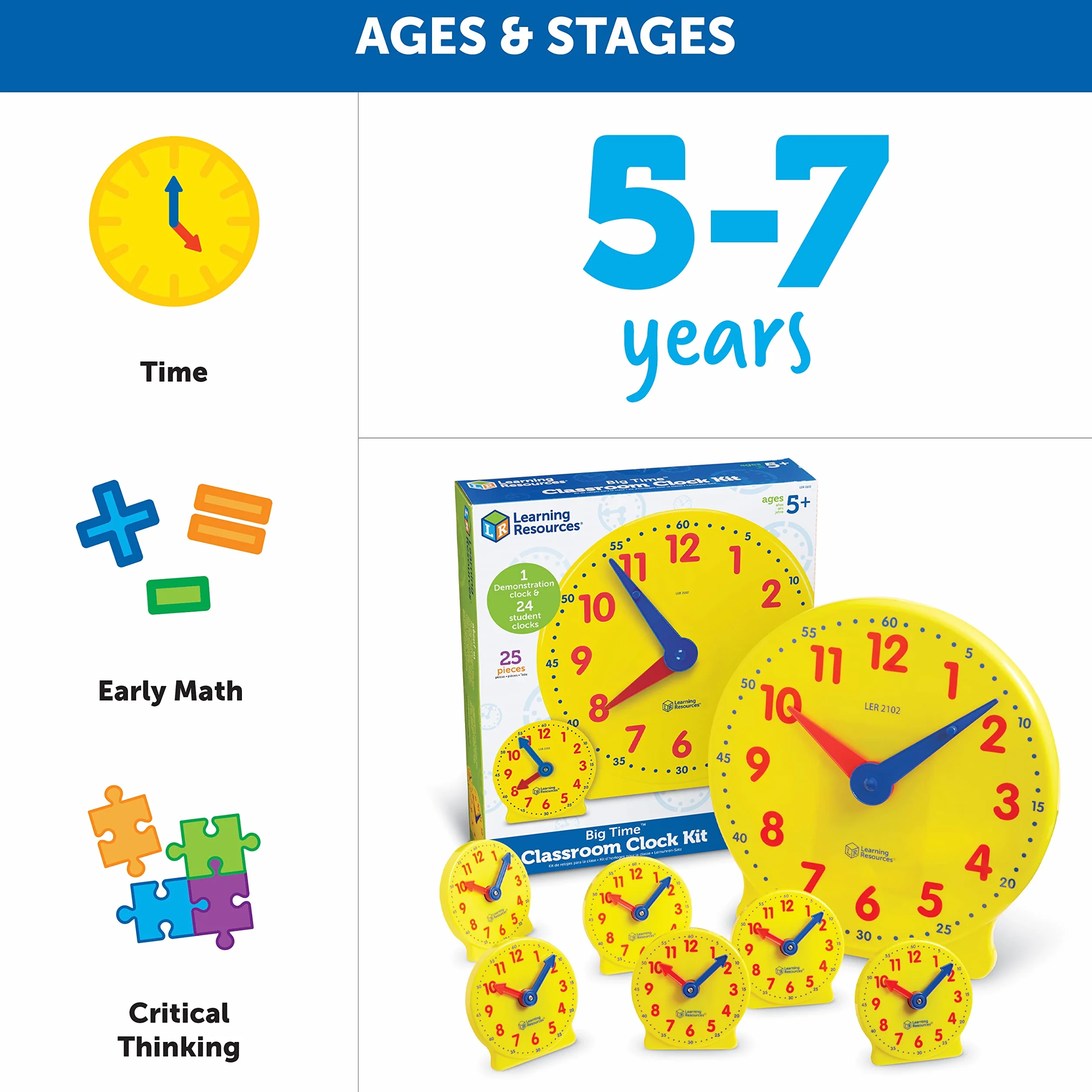 Learning Resources Big Time Klasa Zegar 25-Kawałek Zestaw