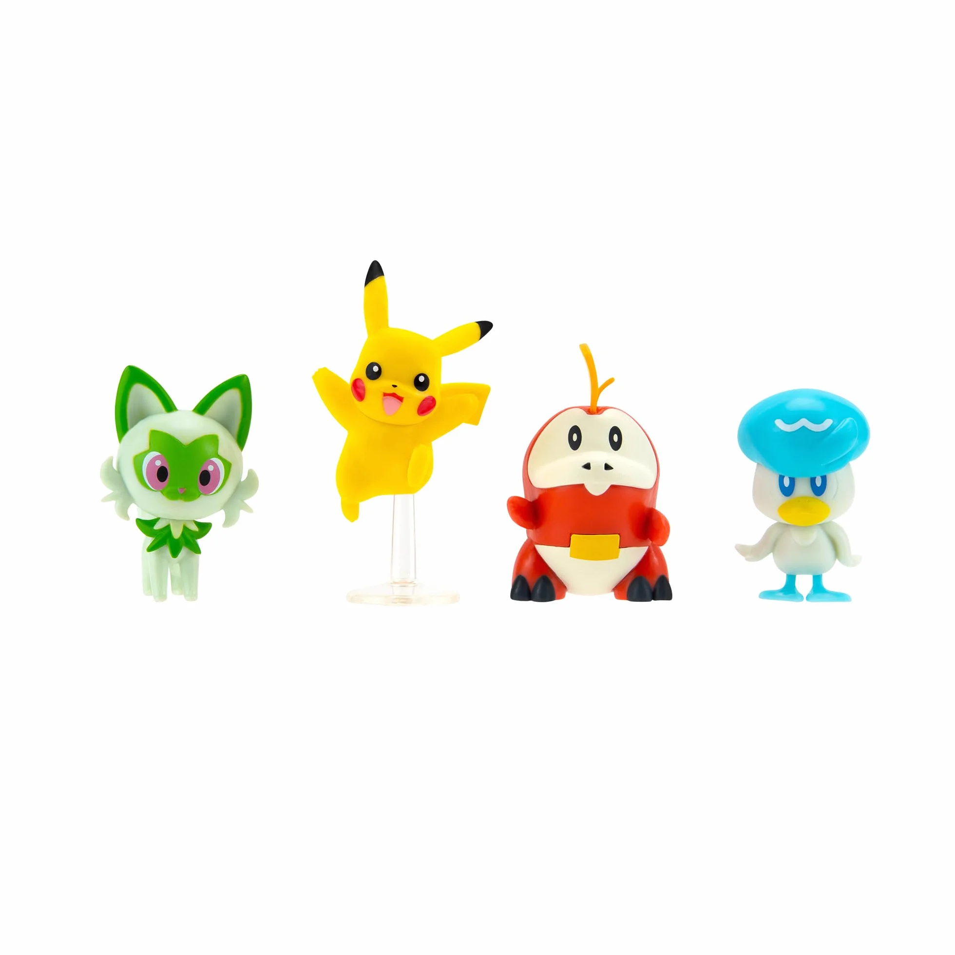 Pokémon PKW3402 - Figure Battle Figure Multipack - 4 sztuki z Pikachu, Krokel, Kwaks, Felori, oficjalne, szczegółowe figurki, każdy 5 cm