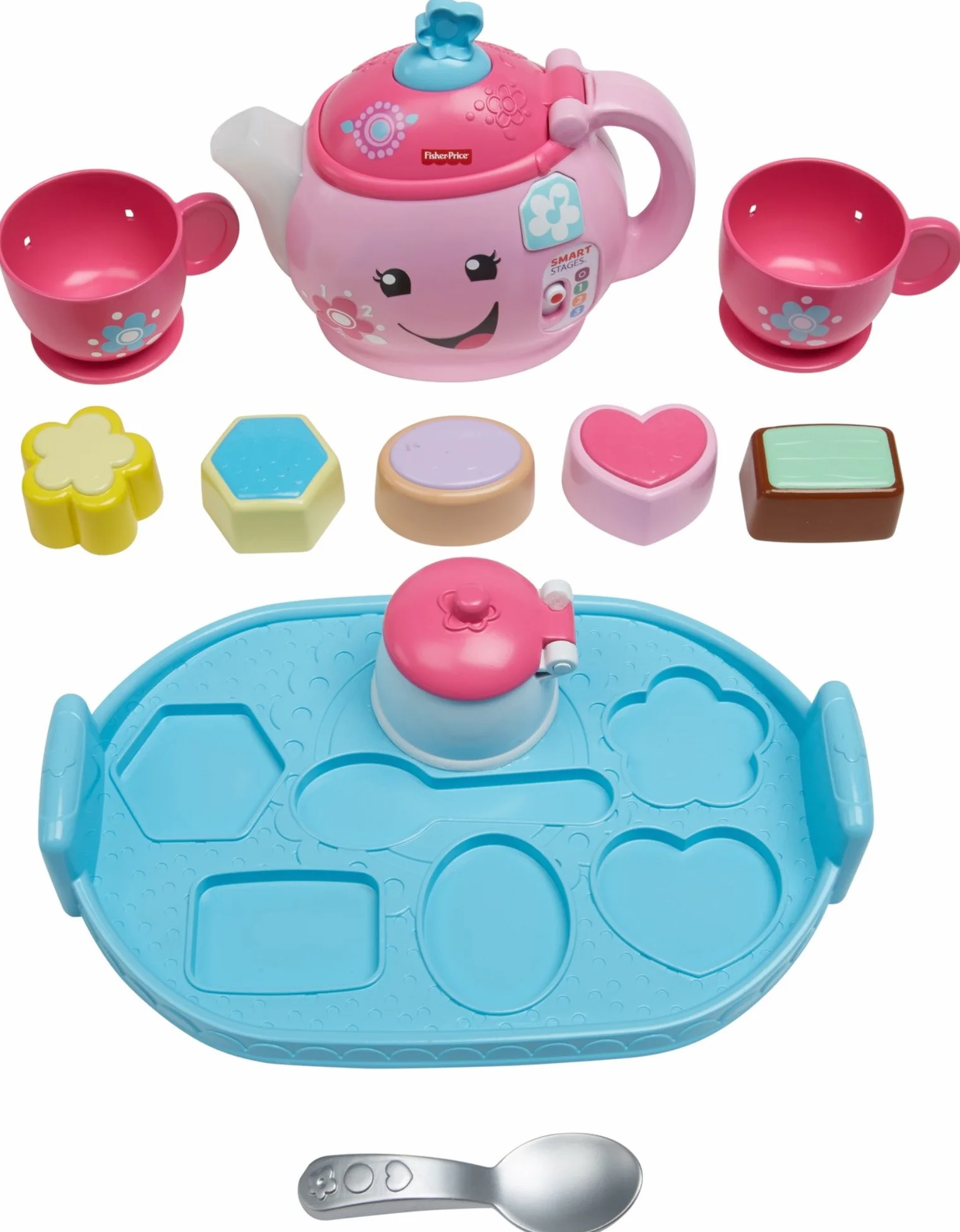 Fisher-Price Zestaw do herbaty Laugh & Learn Sweet Manners, zabawka do wczesnego rozwoju i aktywności, uczy dobrych manier, dzielenia się i nie tylko, w wieku 18-36 miesięcy, DYM76