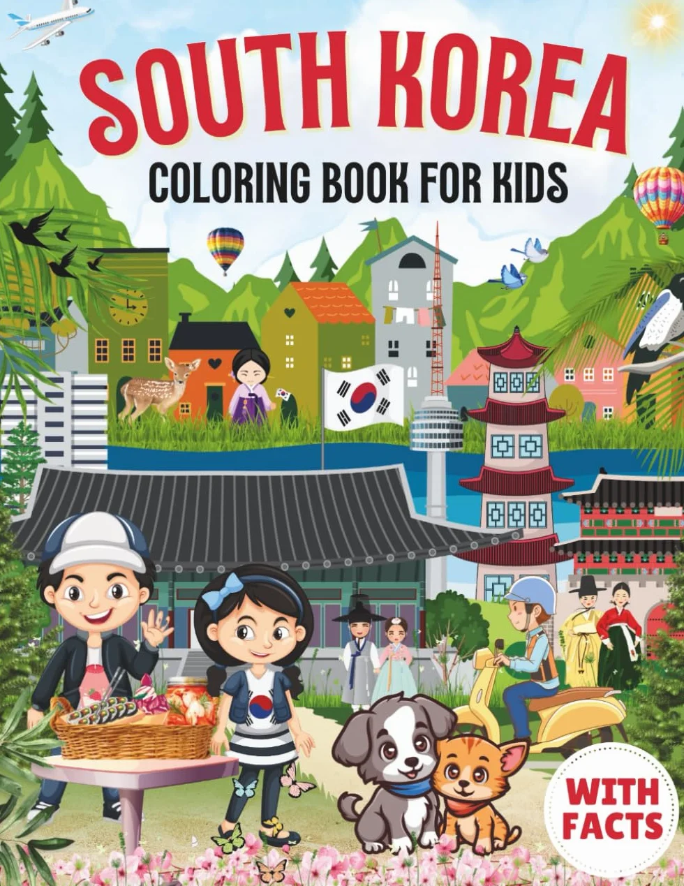 South Korea Coloring Book for kids with facts
