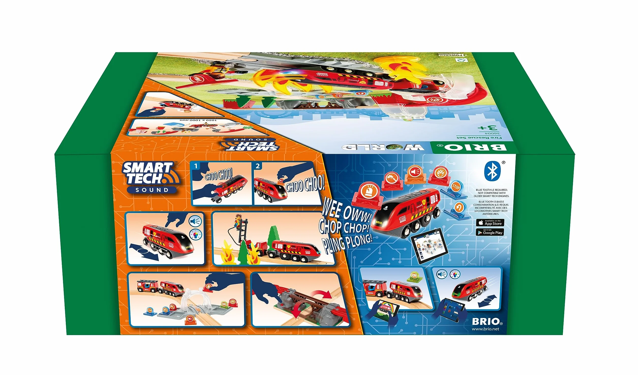 BRIO World – 36004 Smart Tech Sound Feuerwehreinsatz-Rettungsset | 41-teiliges Feuerwehrset mit batteriebetriebener Spielzeuglok für Kinder ab 3 Jahren