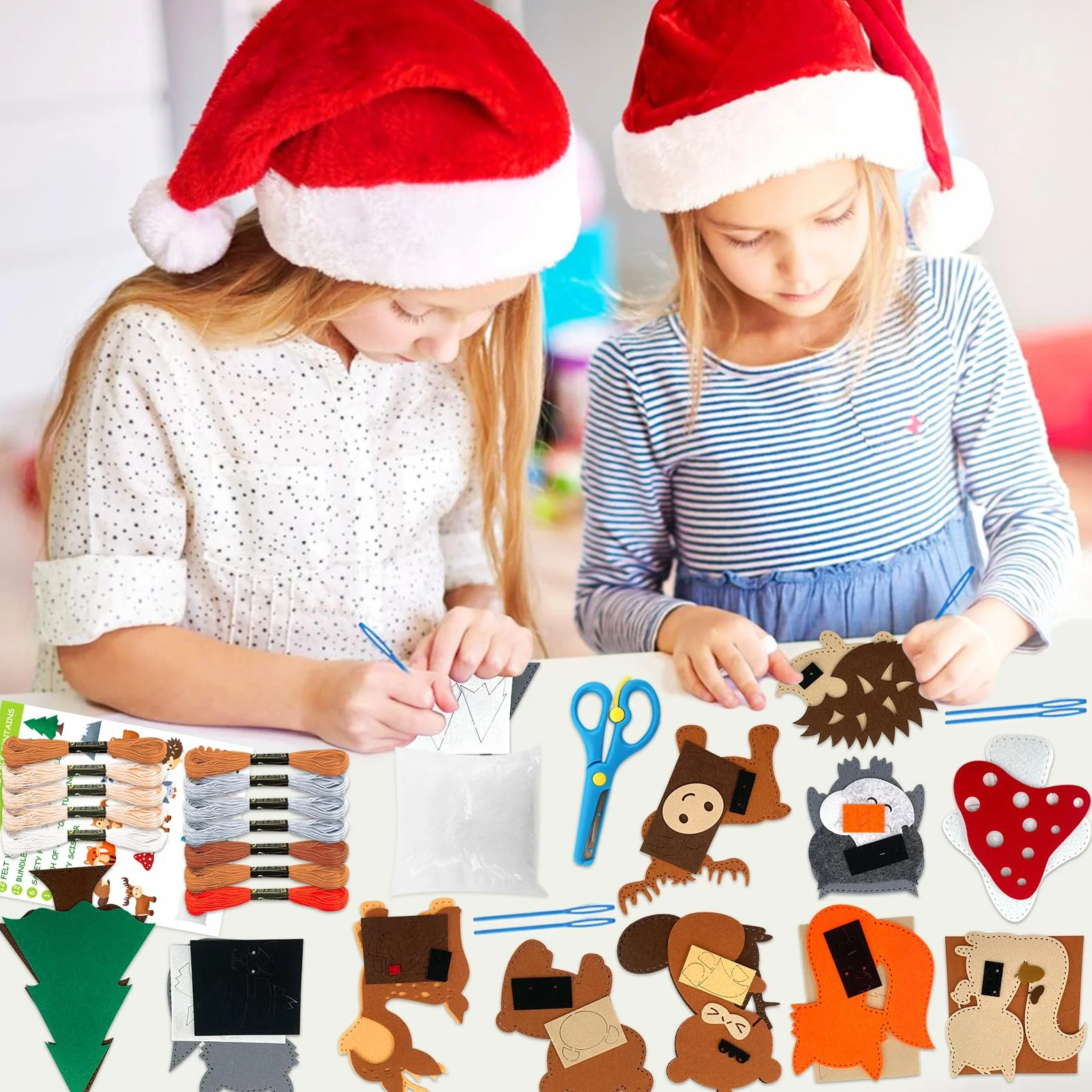 Lets Joy Zestaw do szycia ze zwierzętami leśnymi, zestaw do szycia, filcowe zestawy do szycia, zestaw do majsterkowania, zestaw filcowy dla początkujących dzieci, kreatywny zestaw do szycia figurek