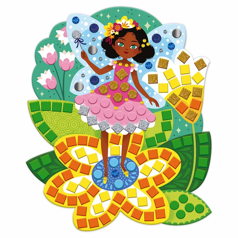 Janod - Princesses and Fairies Mosaics Set - Les Ateliers Du Calme - Kid'S Creative Leisure Kit - Teaches Fine Motor Skills and Concentration - Ages 5 and Up, J07962