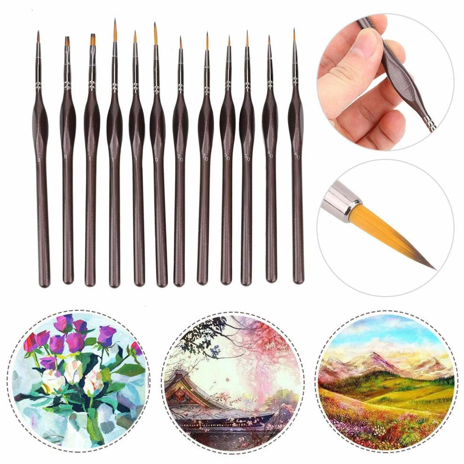 12 szt. ma?y miniaturowy zestaw p?dzli do malowania pins delikatna wk?adka szczotki do malowania artystycznego zestaw narz?dzi do malowania z torb? do Paintbrushes