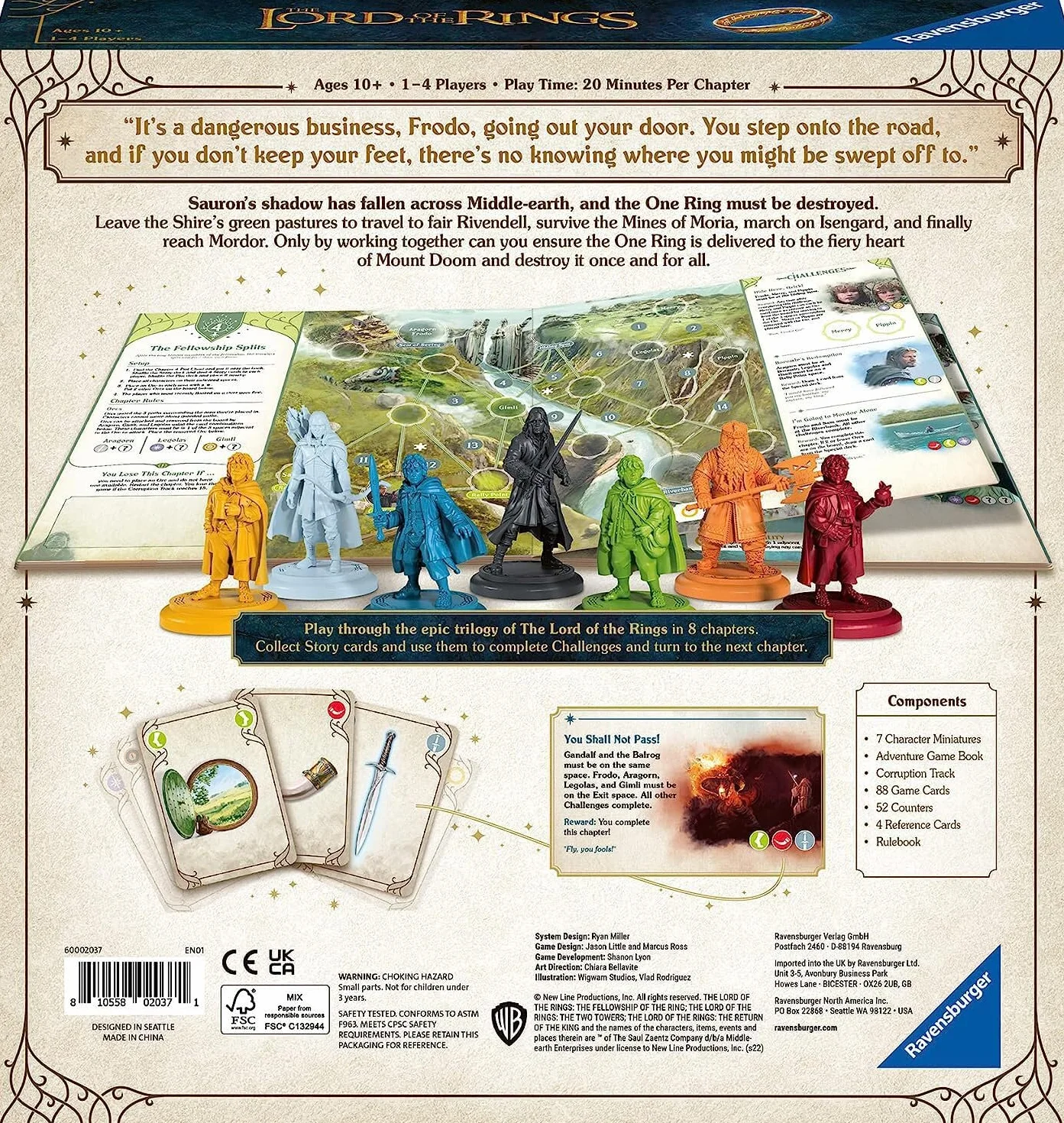 Ravensburger Lord of the Rings Adventure Book - wciągająca rodzinna gra planszowa dla dzieci i dorosłych w wieku 10 lat i starszych od 1 do 4 graczy