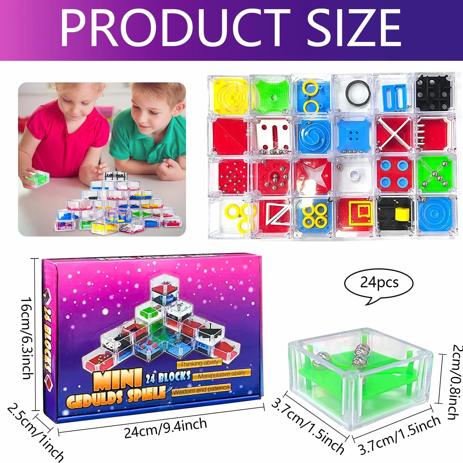 24 sztuki mini gry myślącej, logiczna gra, gra w cierpliwość, 3D zręcznościowa zabawka na urodziny dziecka