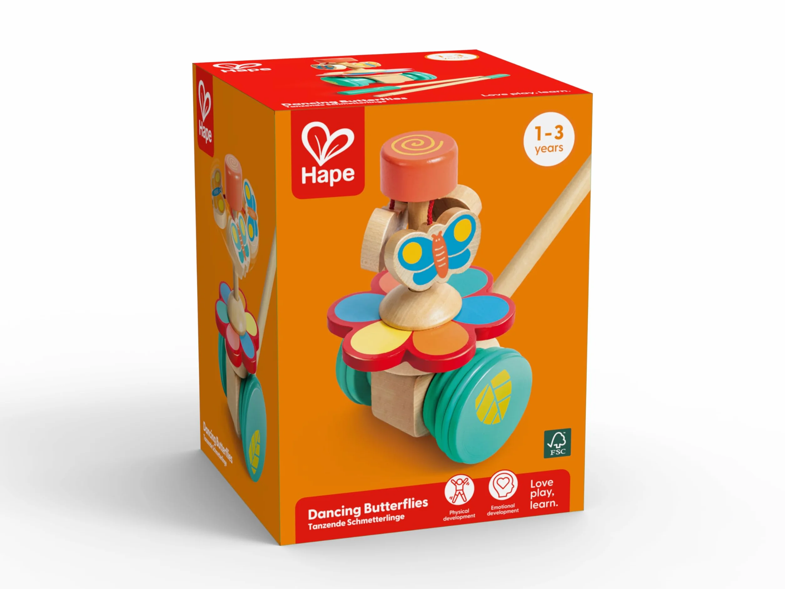 Hape E0341 Dancing Butterflies Push and Pull Along Wooden Toy