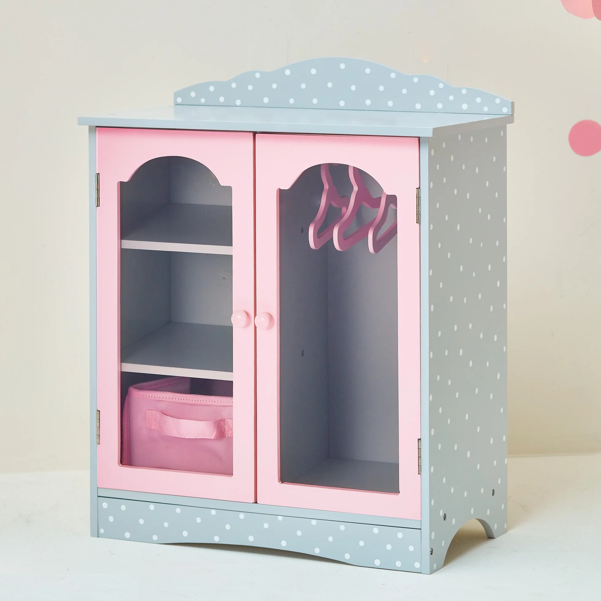 Olivia's Little World Szara Szafa dla Lalek od Olivia's World Drewniane Meble do Zabawy TD-0210A