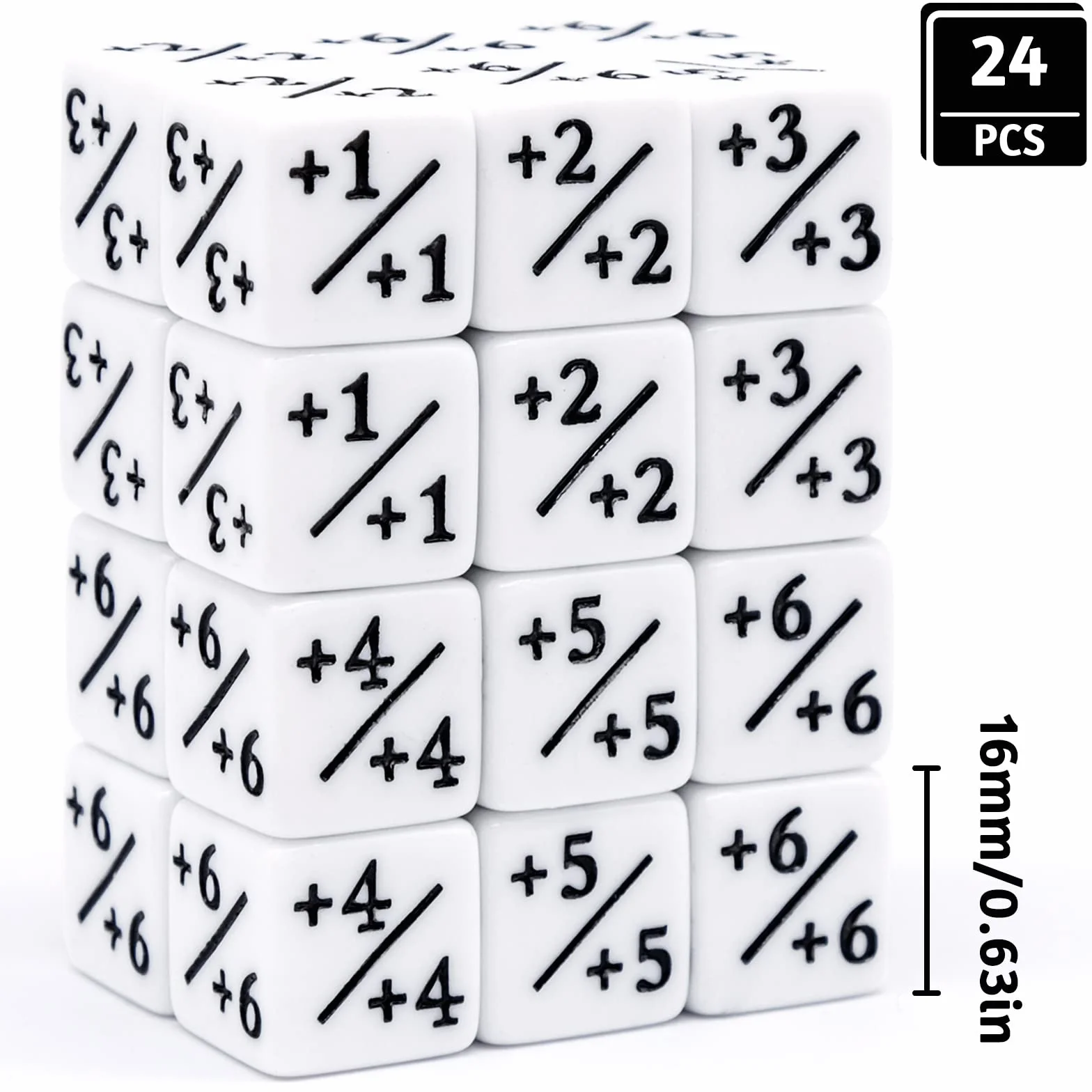 24 sztuki liczników kostek D6 16 mm, kostka lojalnościowa, zestaw kostek kompatybilny z MTG, CCG, akcesoria do gier karcianych