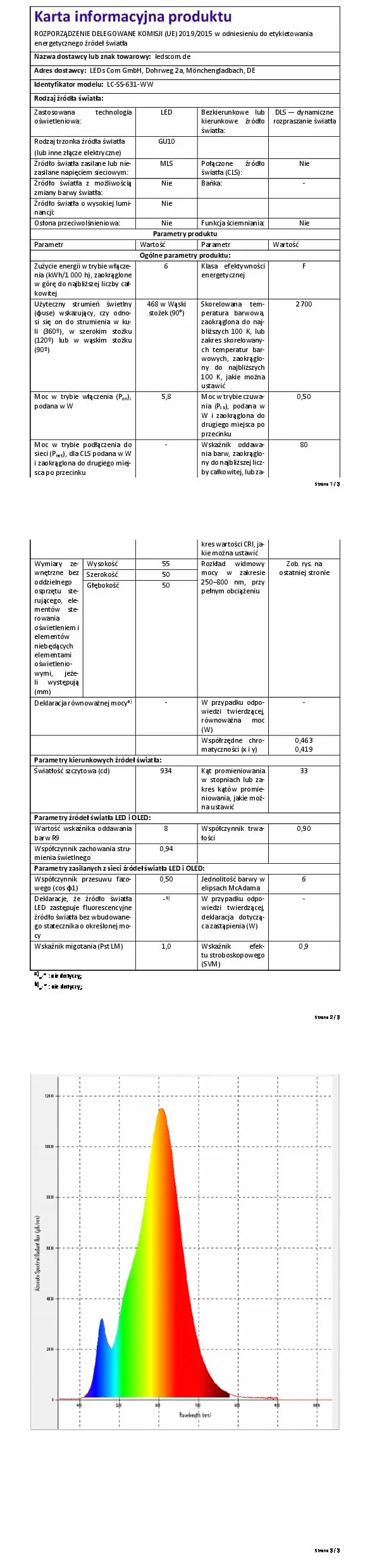 ledscom.de Lampa zaciskowa WAIKA, przełącznik, czarny mat, w zestawie żarówka LED GU10, 468lm ciepła biel