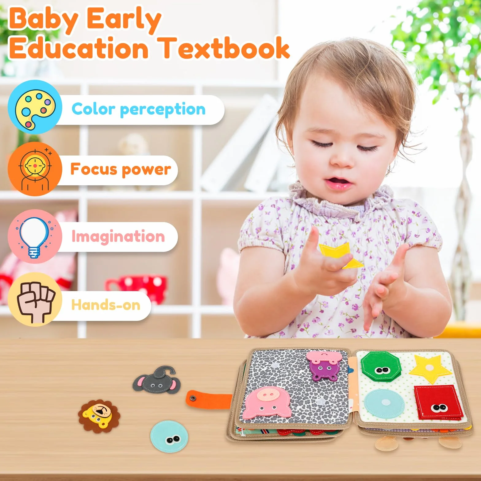Zabawka Busy Board z miękkiego filcu, książeczka z filcu 3D Montessori dla niemowląt z miękkiego materiału, motoryka mała, umiejętności życiowe, zabawka edukacyjna dla dzieci od 1, 2, 3 lat, rozwój