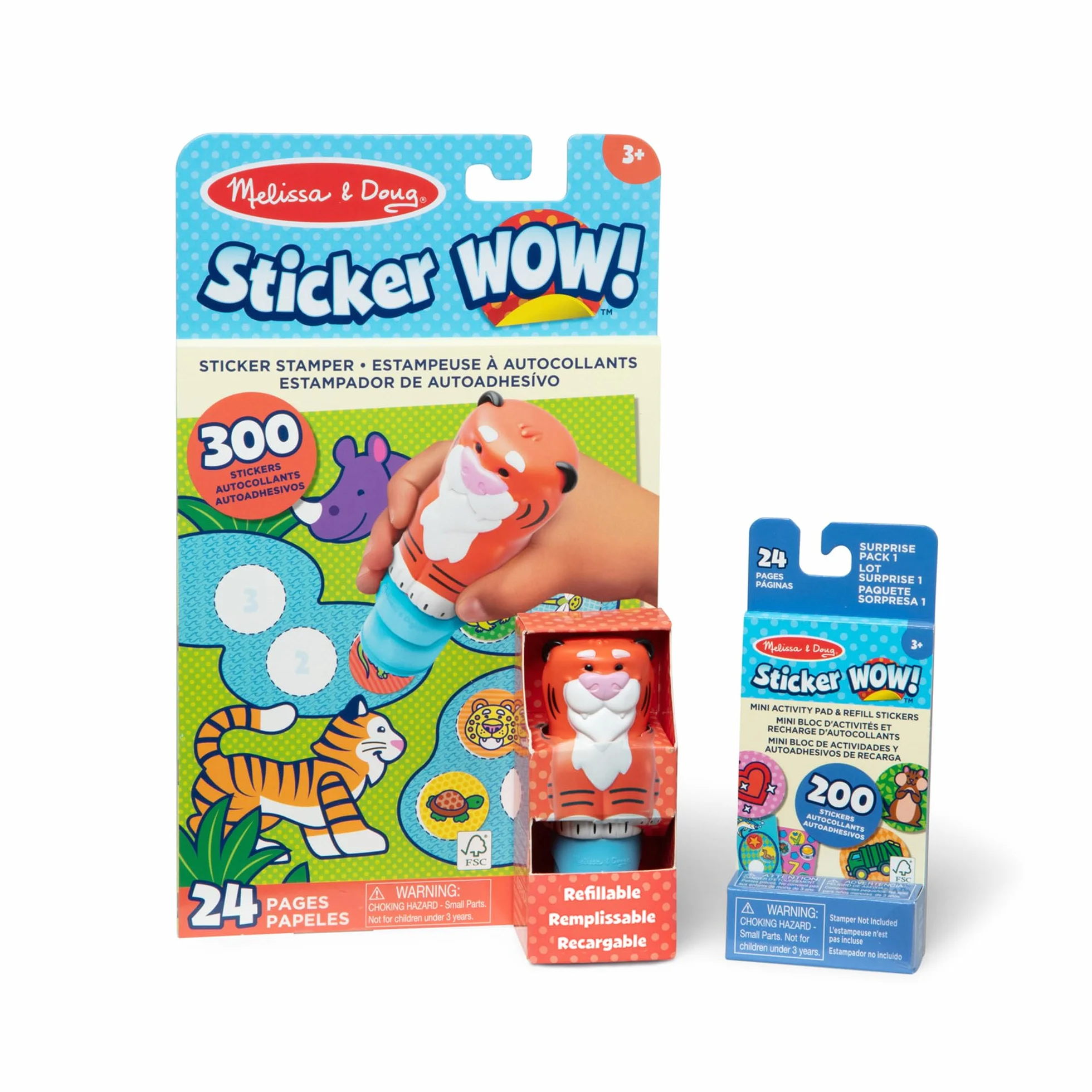 Melissa & Doug Naklejka Wow! Tygrys Bundle: 24-stronicowa podkładka aktywności, stempel naklejki, 500 naklejek, sztuka i rzemiosło Fidget Toy kolekcjonerska postać