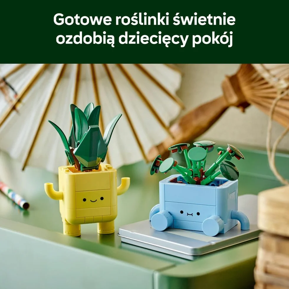 LEGO Botanicals Wesołe roślinki, dracena i pilea w doniczkach, zabawka konstrukcyjna dla dziecka, pomysł na prezent dla 9-latki, dla dziewczynki i chłopca, dekoracje do pokoju dziecięcego 10349