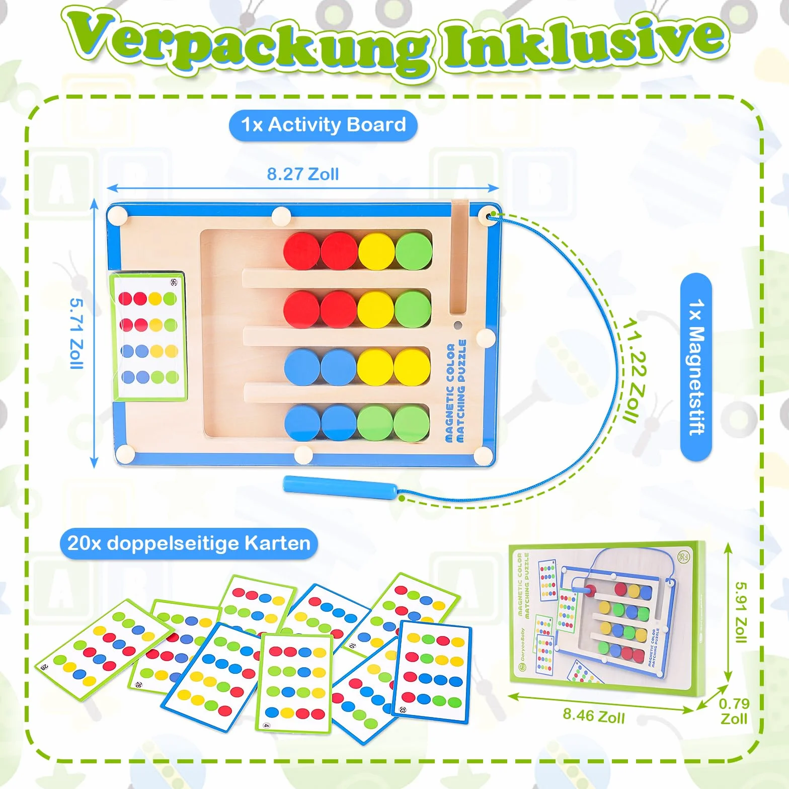 TMGOT Montessori Activity Board drewniana zabawka magnetyczna do nauki kolorów dla chłopców i dziewczynek - zabawny prezent