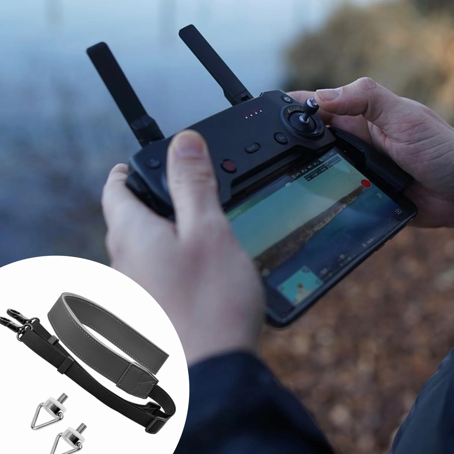 Pasek do DJI RC, skórzana smycz do kontrolera DJI Mini 3 Pro, akcesoria (ciemnoszary)