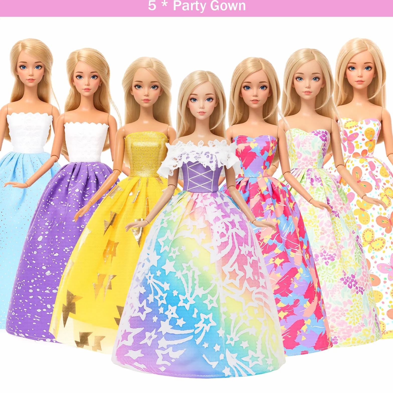 Miunana 95 Lalki Ubrania i akcesoria Moda Sukienki Topy Spodnie Strój Stroju Party Suknia Mini Sukienki kąpielowe Bikini Buty Księżniczka Skrzydła Wieszaki Torebka dla 11.5 calowej lalki