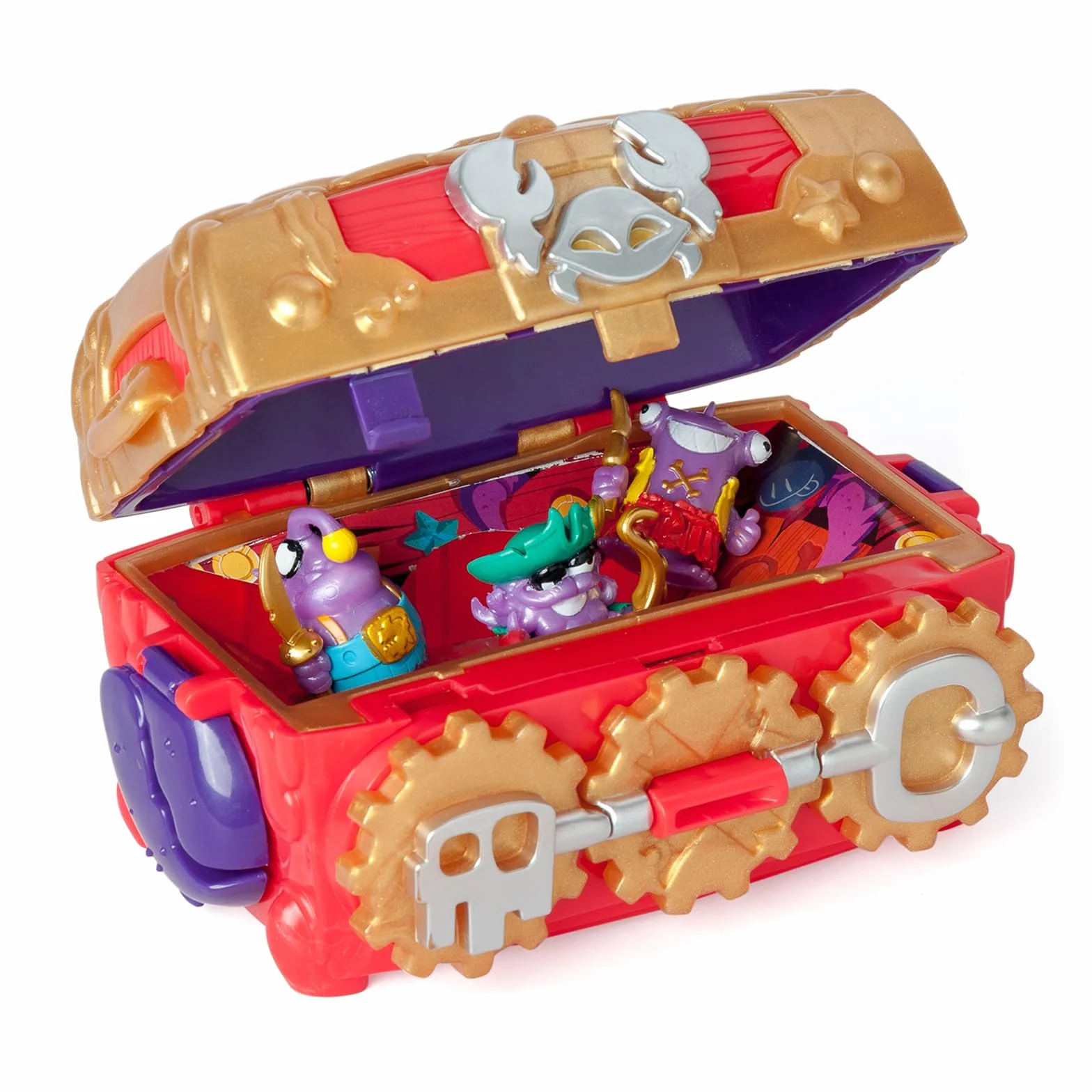PIRATIX ADVENTURE WORLD Monster Treasure - skrzynia skarbów z ukrytym potworem w środku, w zestawie 1 skrzynia, 3 ekskluzywne piratix, 1 ekskluzywne skarby i 3 akcesoria