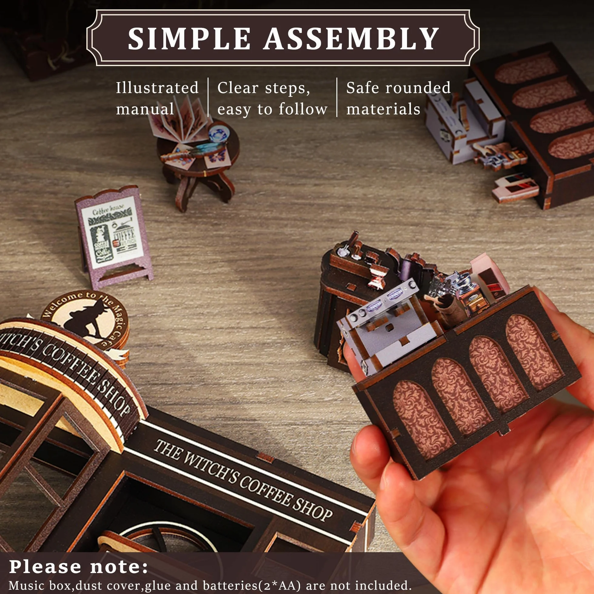 Book Nook Kit dla dorosłych: LUMYCE drewniane puzzle "zrób to sam" miniaturowy domek dla lalek 3D - podpórka na książki do regału na książki dekoracja z oświetleniem LED, kreatywny prezent dla