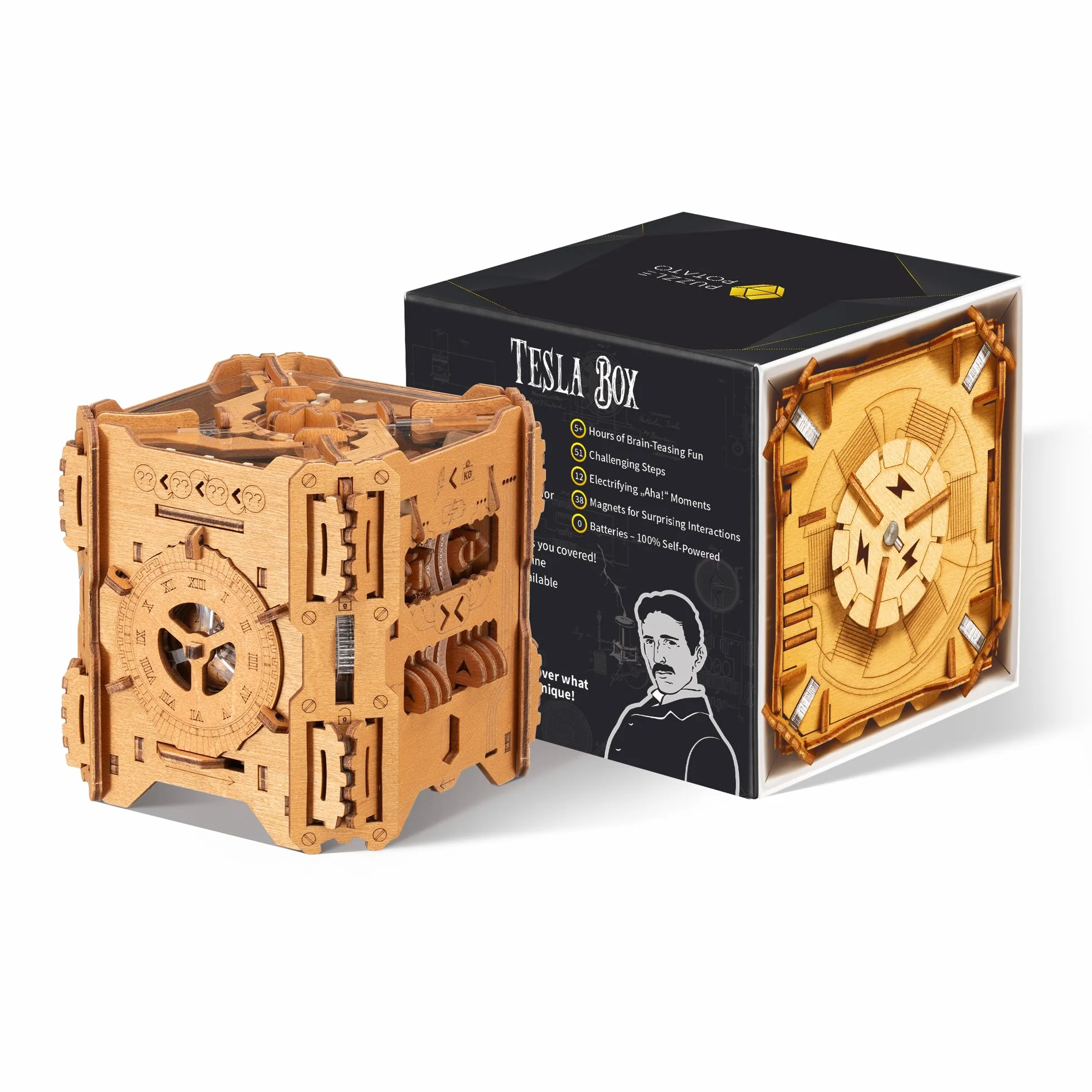 PUZZLE POTATO Tesla Puzzle Box - Escape Room gra z elektronicznymi zagadkami - pudełko na puzzle - gra logiczna dla dorosłych - pudełko na prezent